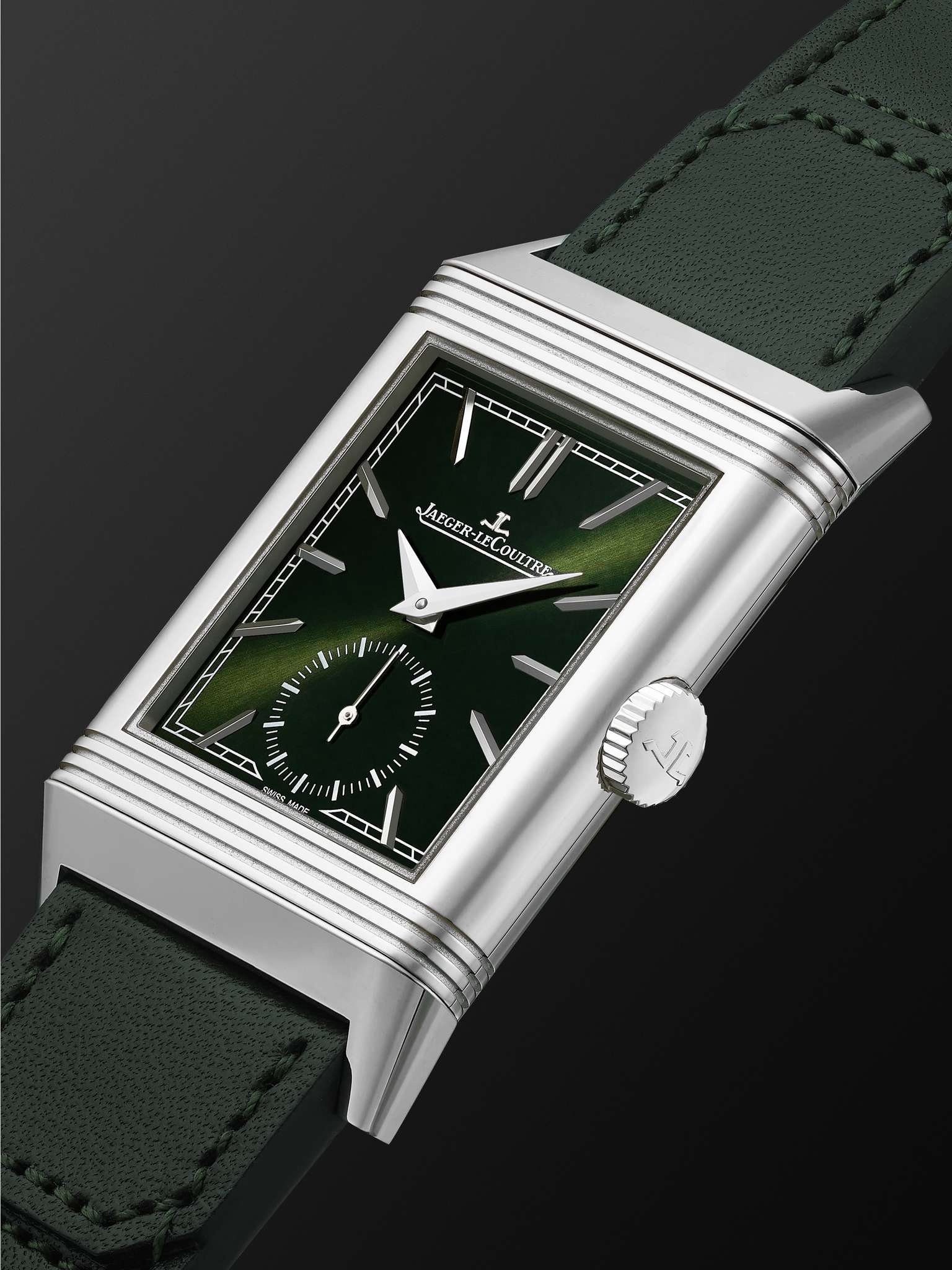 Reverso Tribute Small Seconds 27.4mm Steel and Leather Watch, Ref. No. Q3978430 - 4