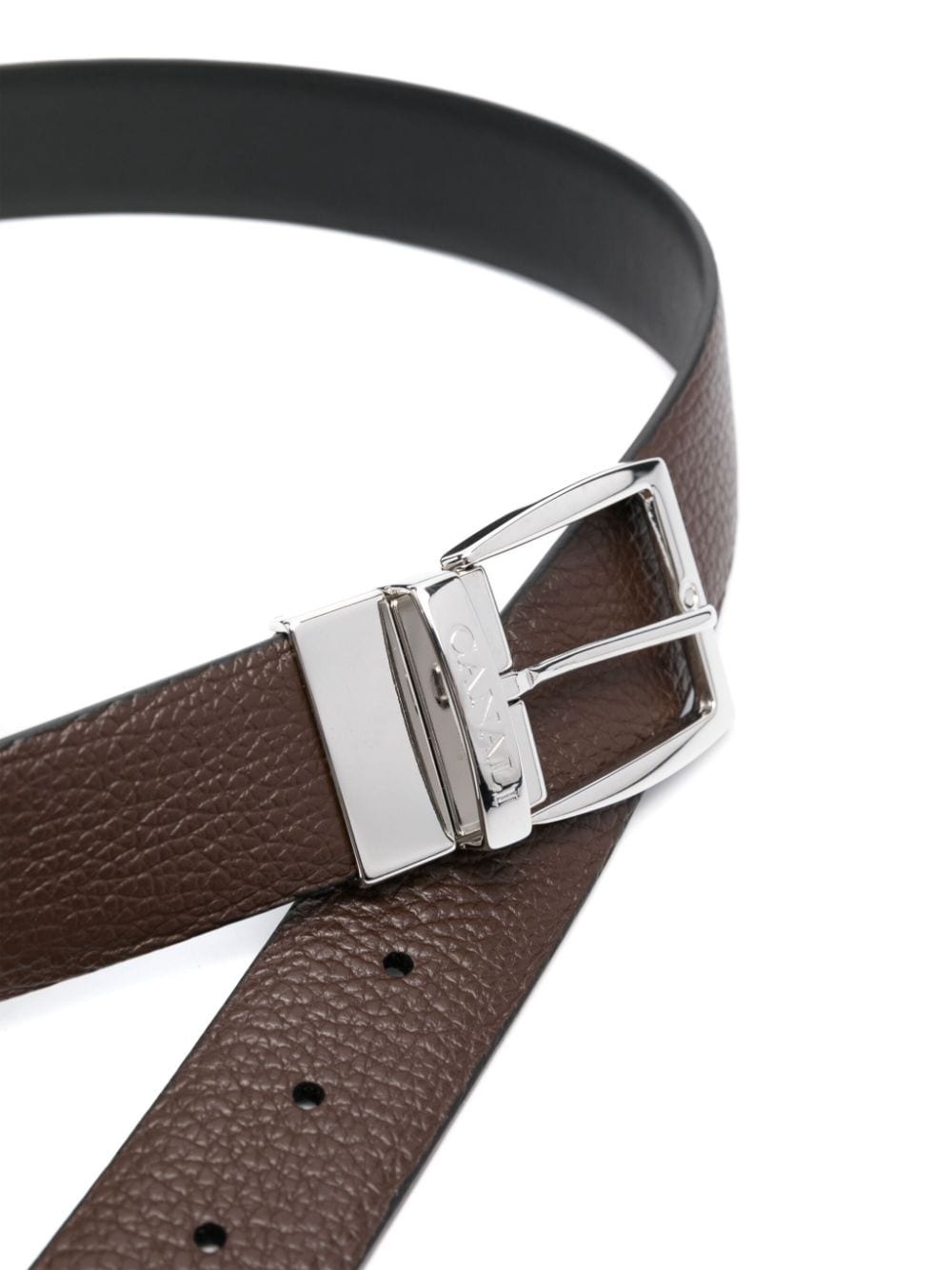 logo-engraved buckle leather belt - 2