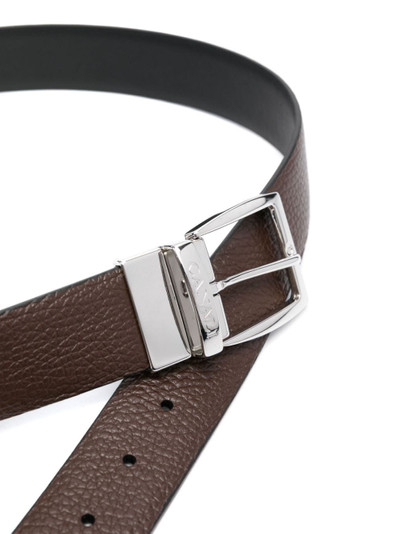 Canali logo-engraved buckle leather belt outlook