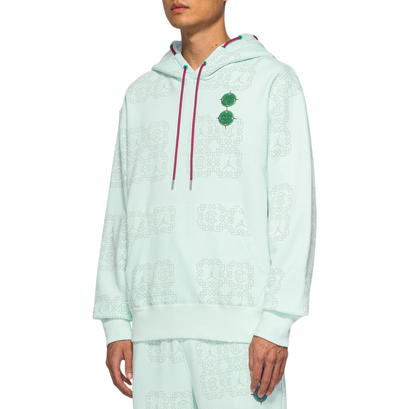 Men's Air Jordan x CLOT Crossover China Logo Full Print Pullover Asia Edition Autumn Green DO0008-39 - 4