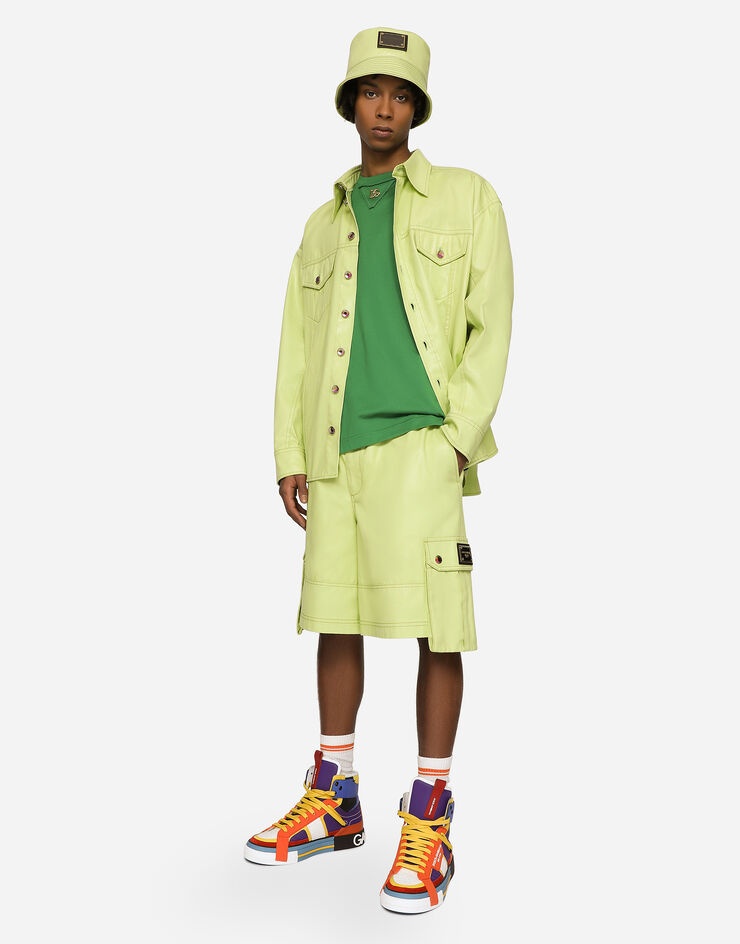 Coated cotton cargo shorts with tag - 6