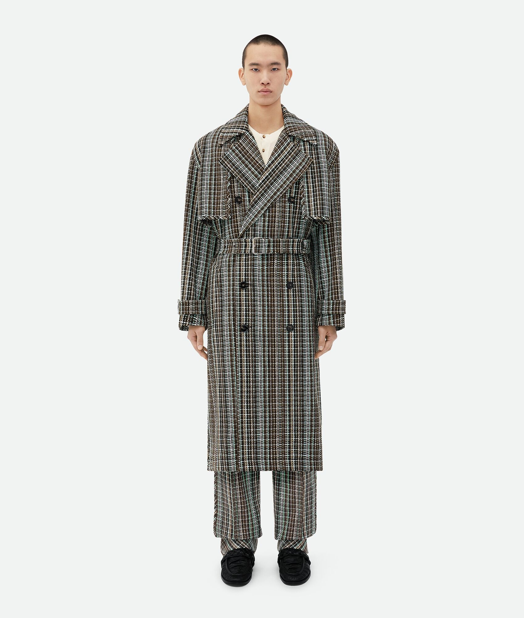 Cotton Check Trench Coat - 1