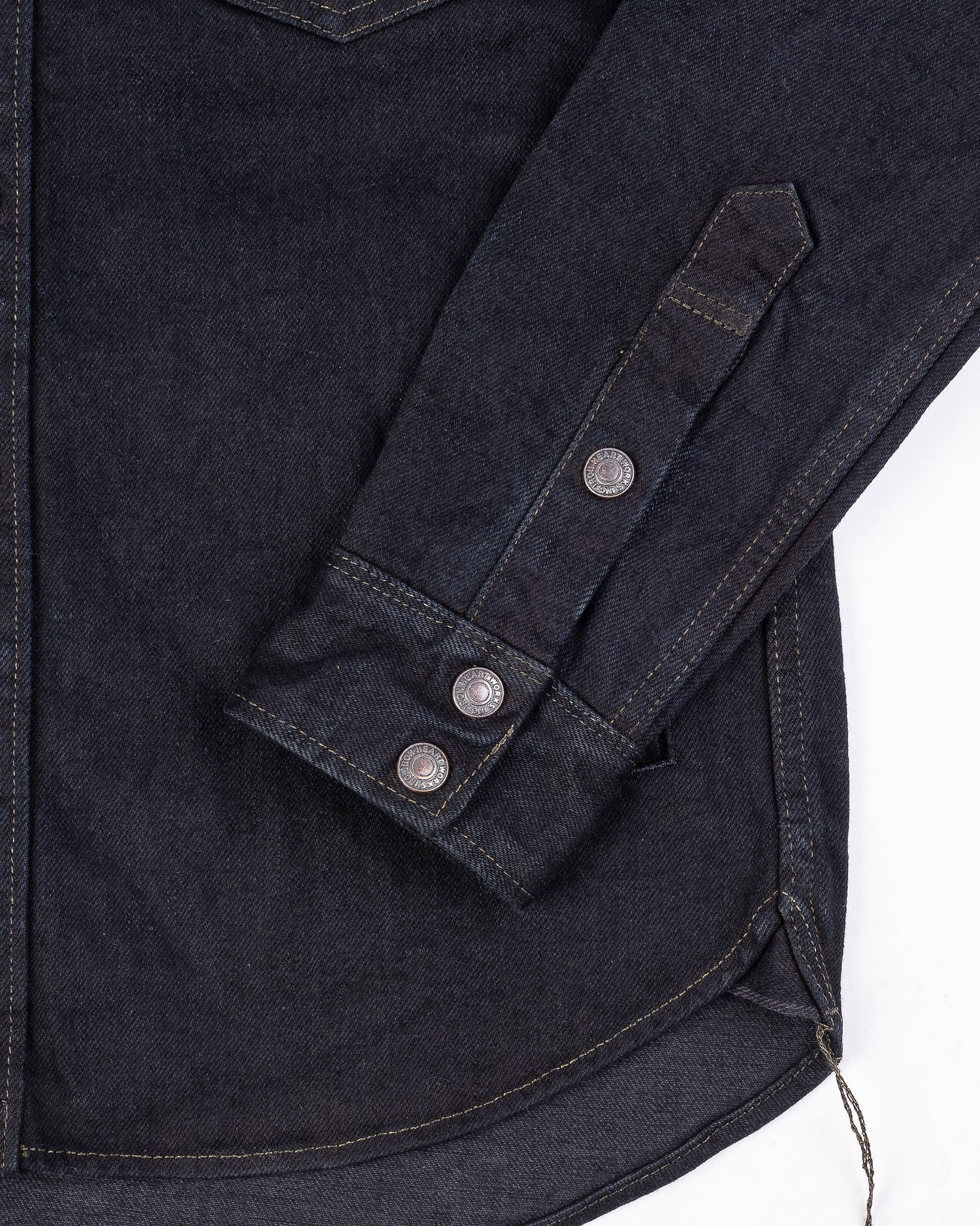IHSH-293-OD 18oz Vintage Selvedge Denim CPO Shirt - Indigo Overdyed Black - 8