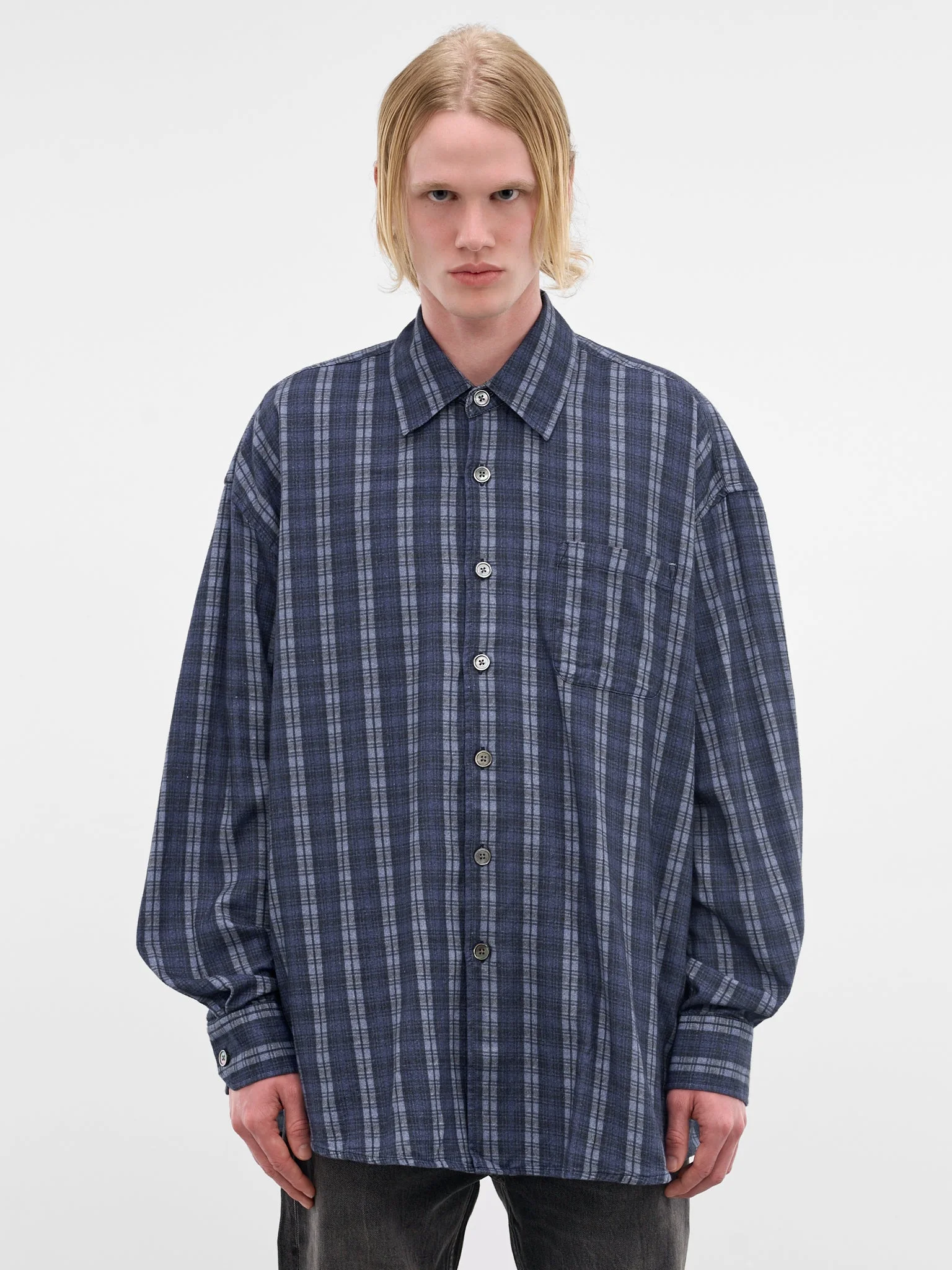 Oversized Check Cotton Borrowed Shirt - 1