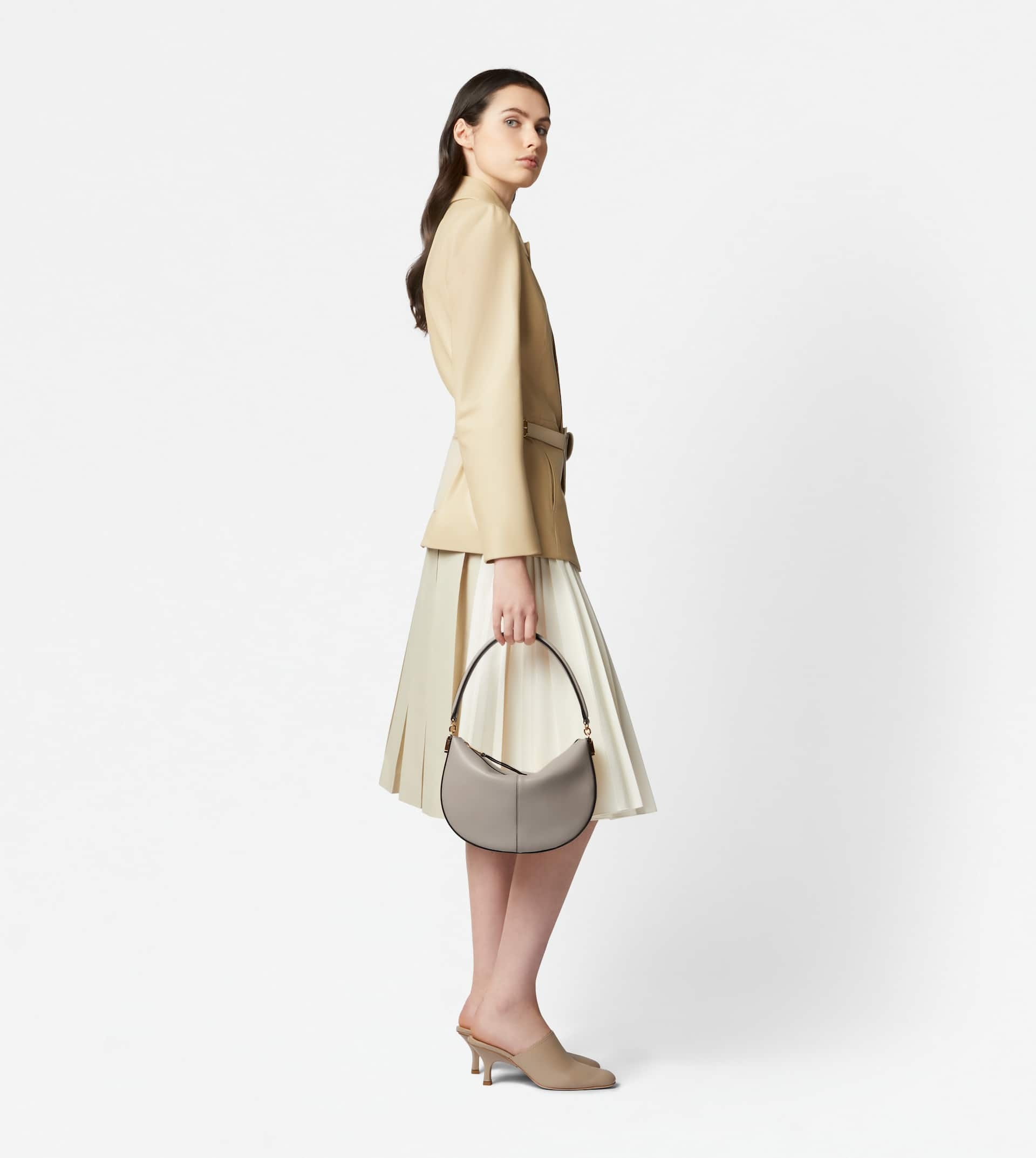 TOD'S T CASE HOBO BAG IN LEATHER MINI - GREY - 2