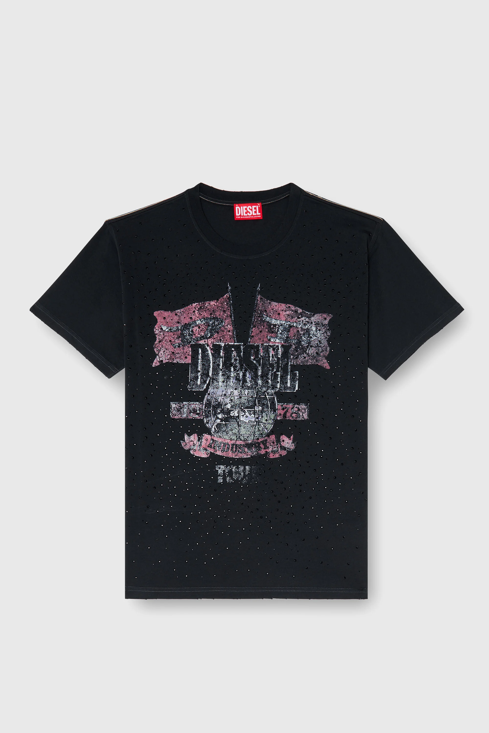 T-SHIRT WITH CONCERT GRAPHICS AND CRYSTALS - 1