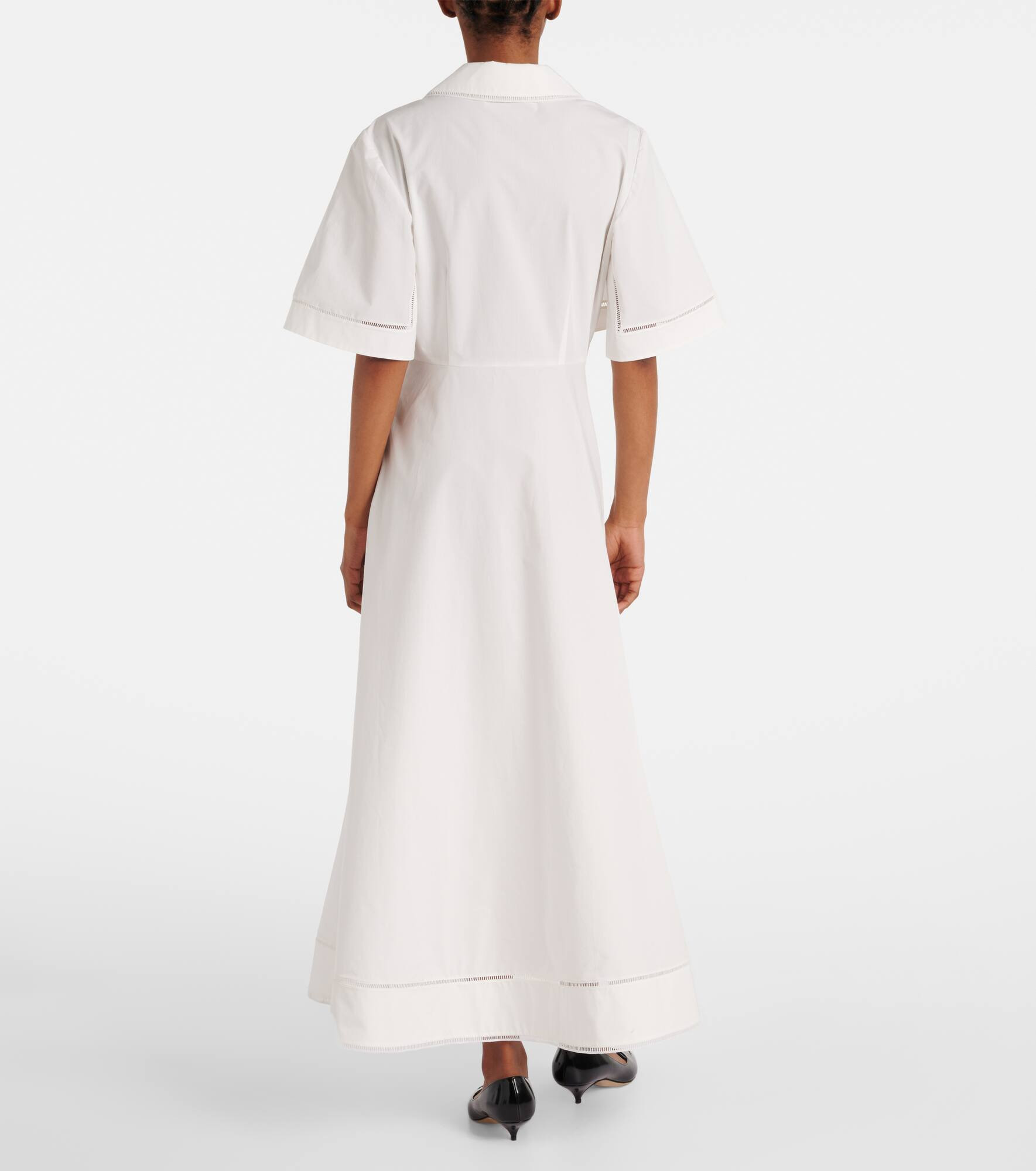 Embroidered cotton poplin midi dress - 3