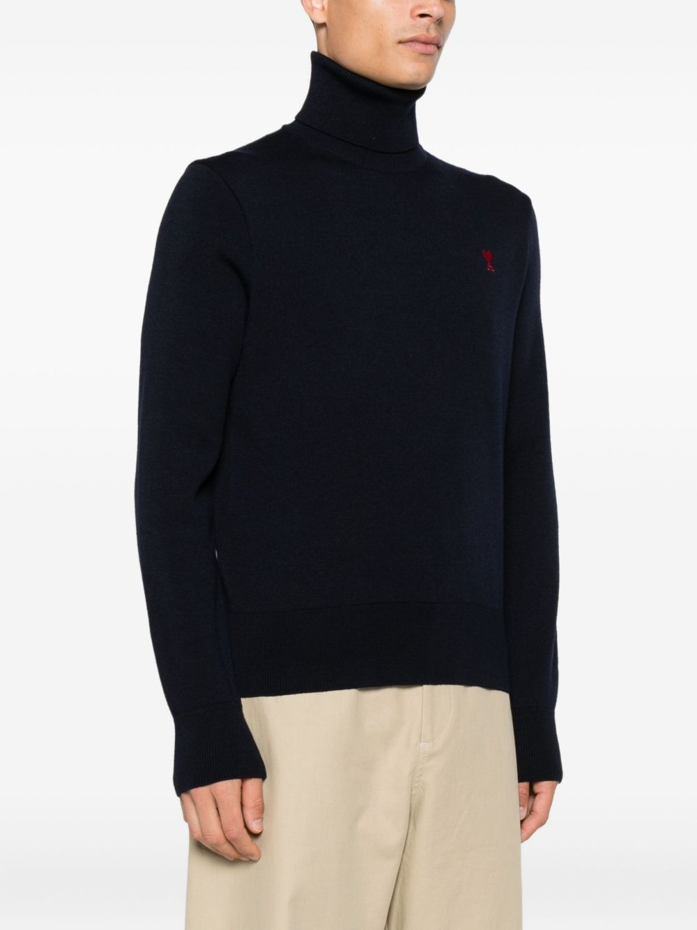 heart-embroidered turtleneck sweater - 3