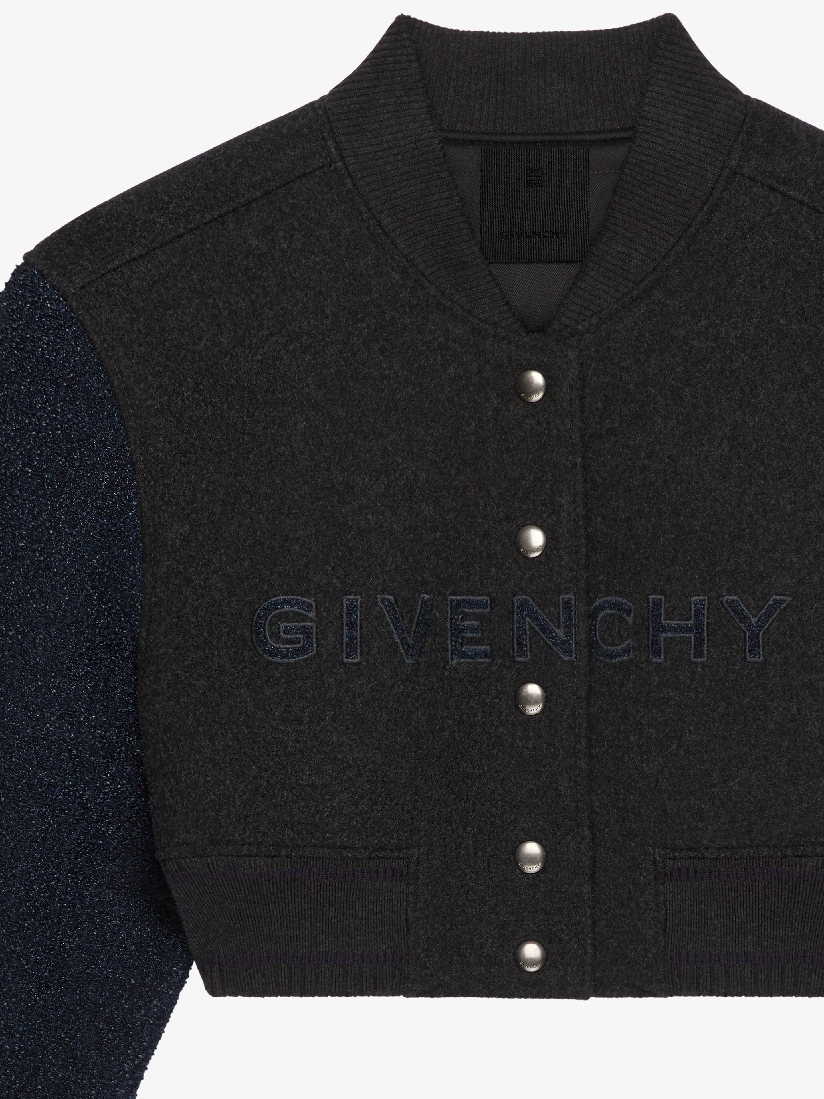 GIVENCHY CROPPED VARSITY JACKET IN WOOL AND DENIM - 5