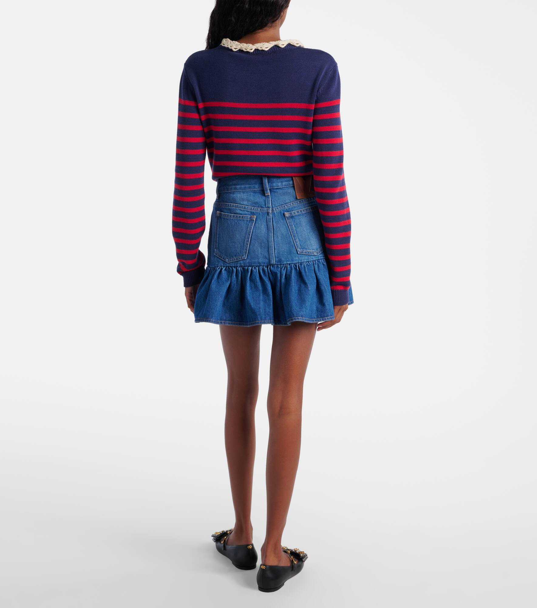Ruffled denim miniskirt - 3