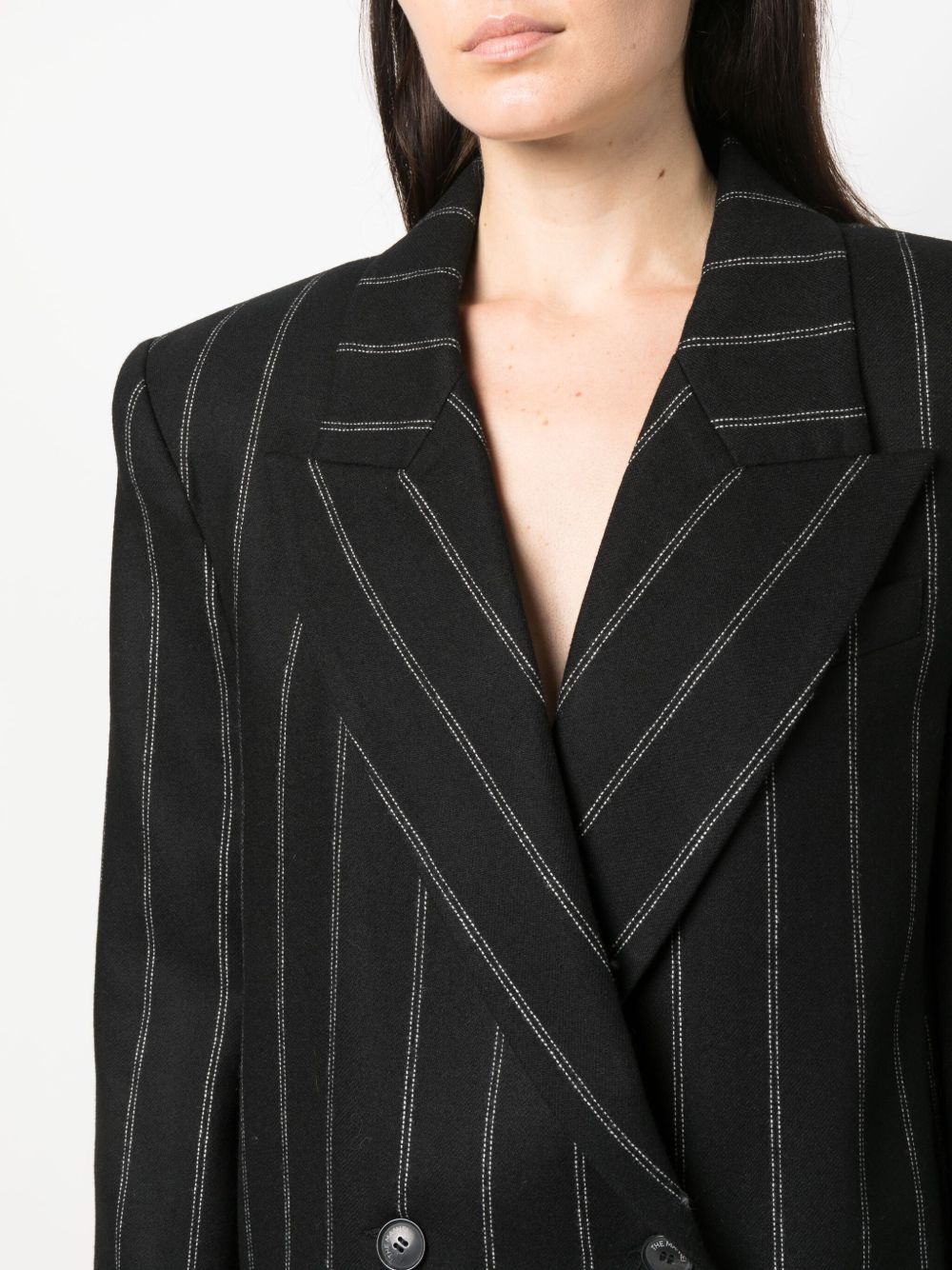 striped double-breasted wool blazer - 5