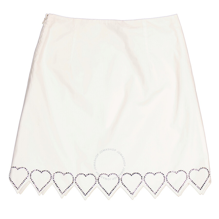 Mach & Mach Ladies White Crystal Heart Trim Mini Skirt - 2