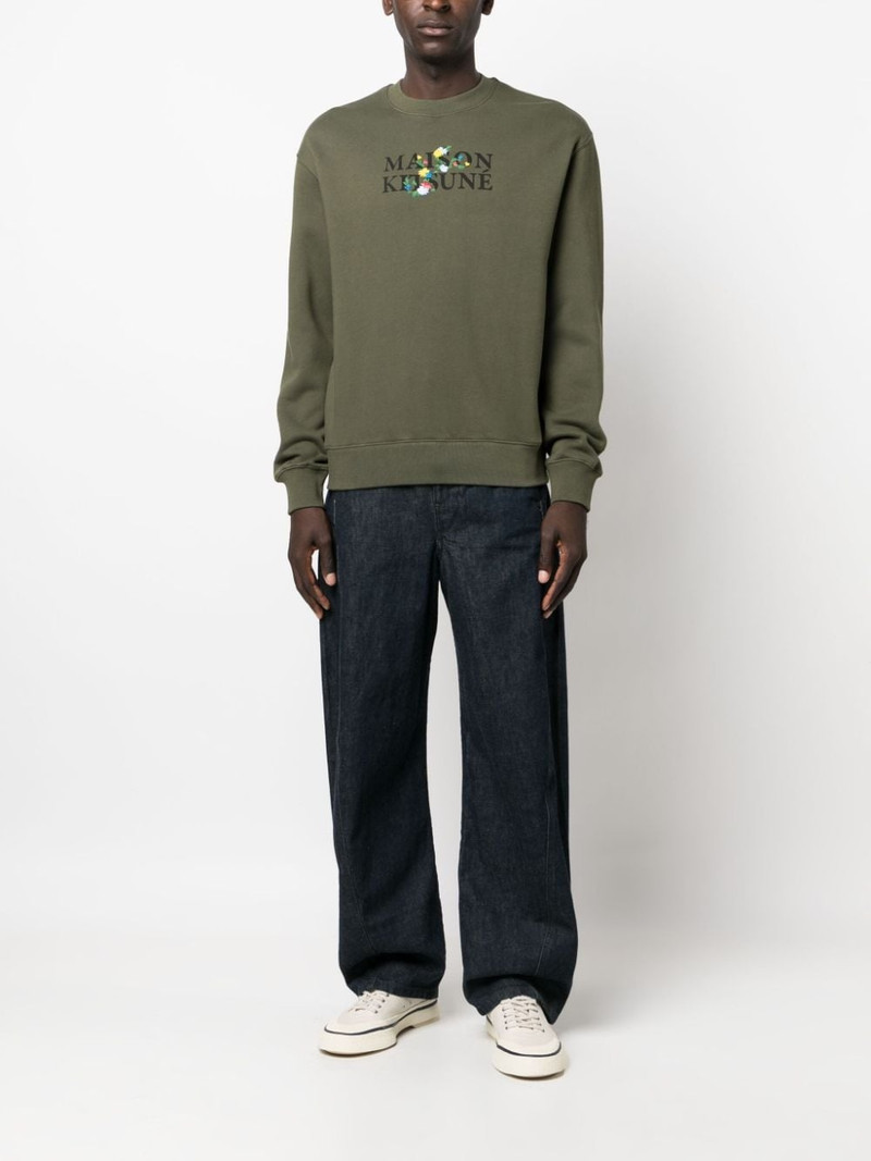 Maison Kitsuné floral-embroidered cotton sweatshirt outlook
