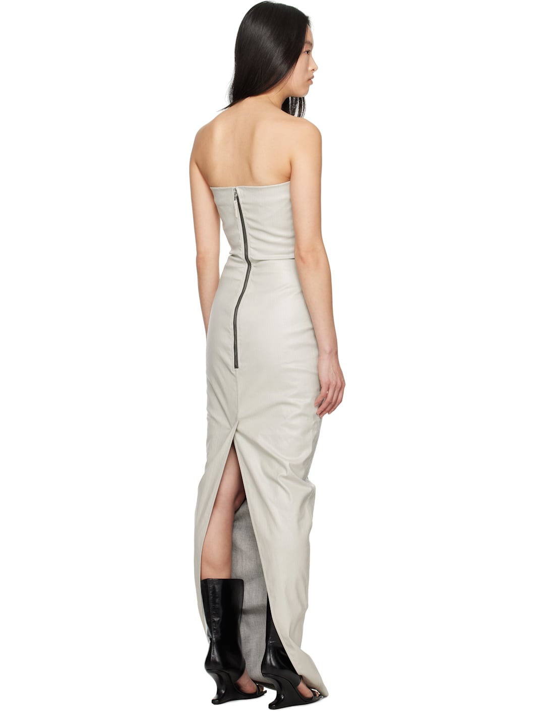 Off-White Hollywood Bustier Denim Gown - 3