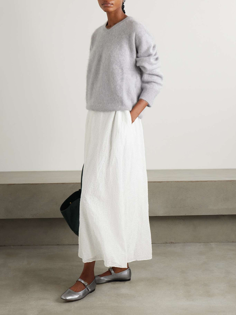 LISA YANG Mallory brushed-cashmere sweater Light gray outlook