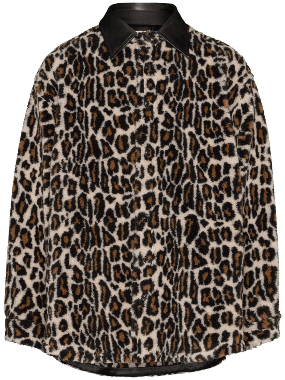 leopard-print faux-fur shirt - 1