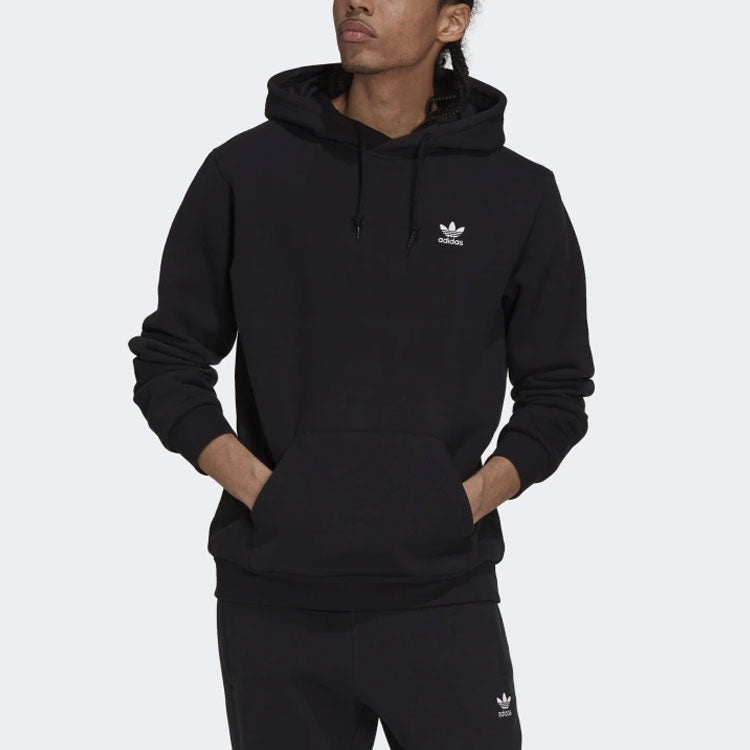 adidas originals Solid Color Small Label Fleece Lined Hoodie 'Black' H34652 - 2