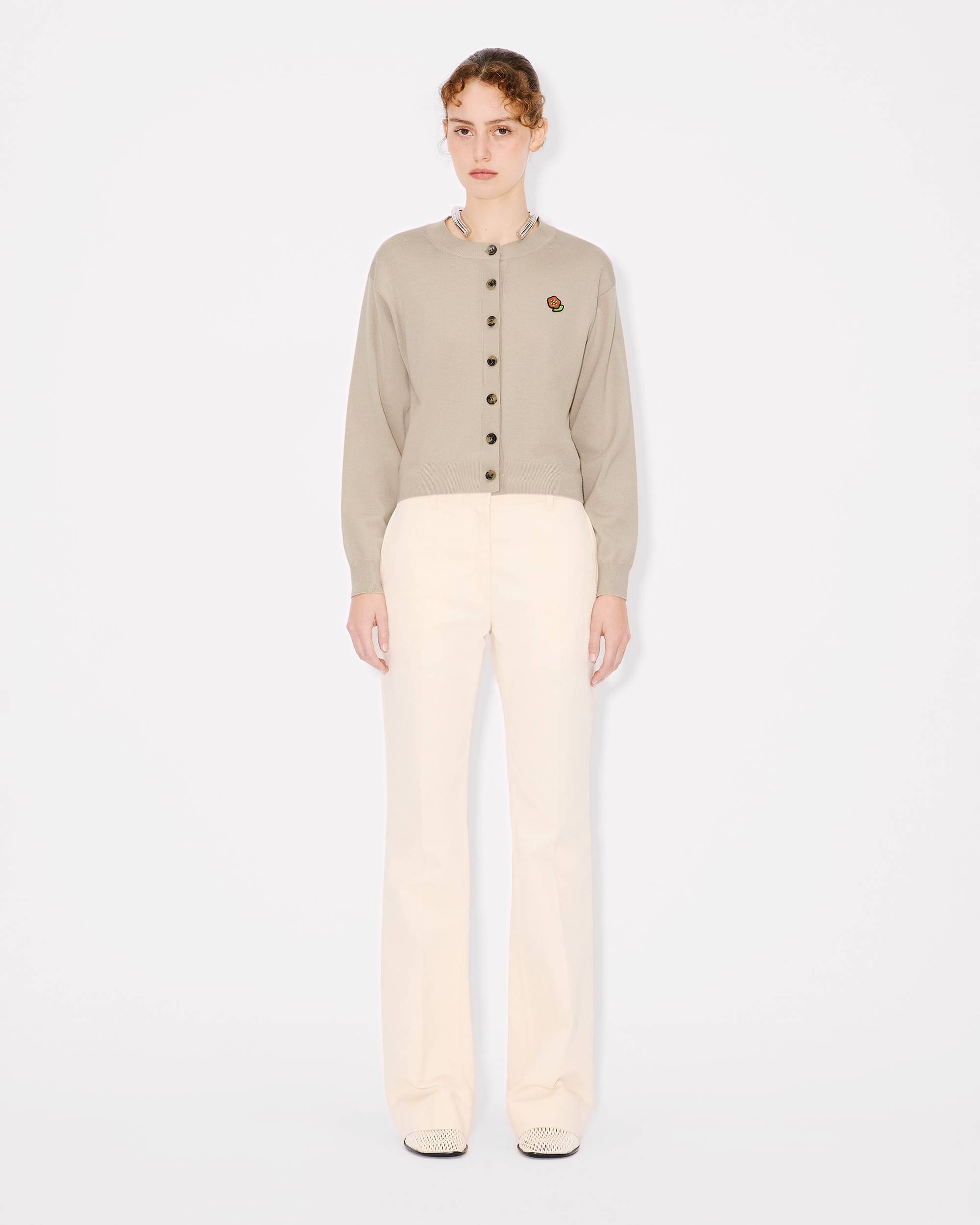 'KENZO Pop' embroidered crewneck cardigan in merino wool - 5