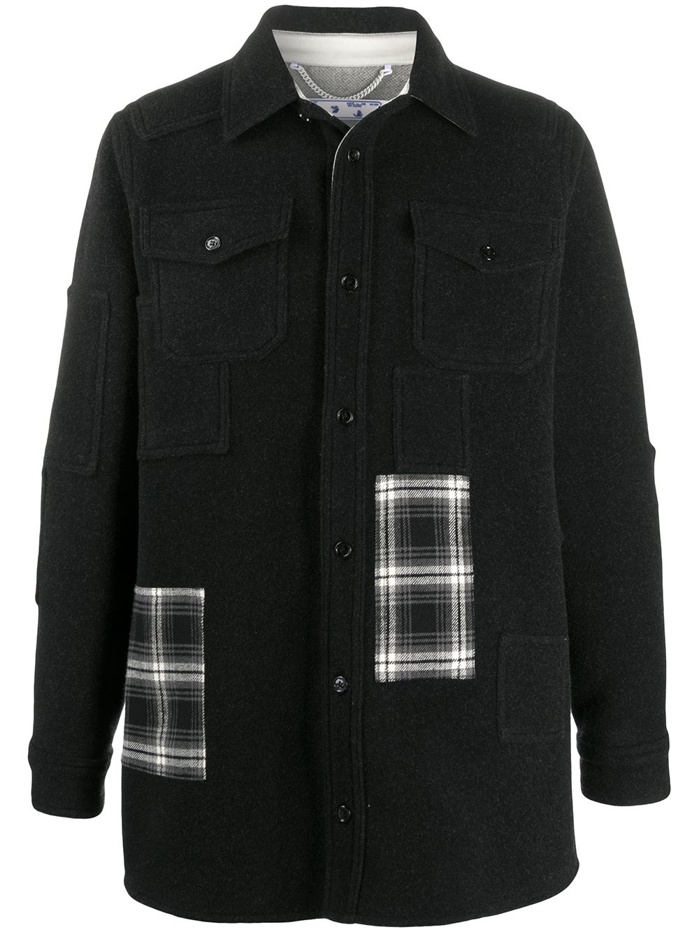 plaid pockets buttoned overshirt - 1