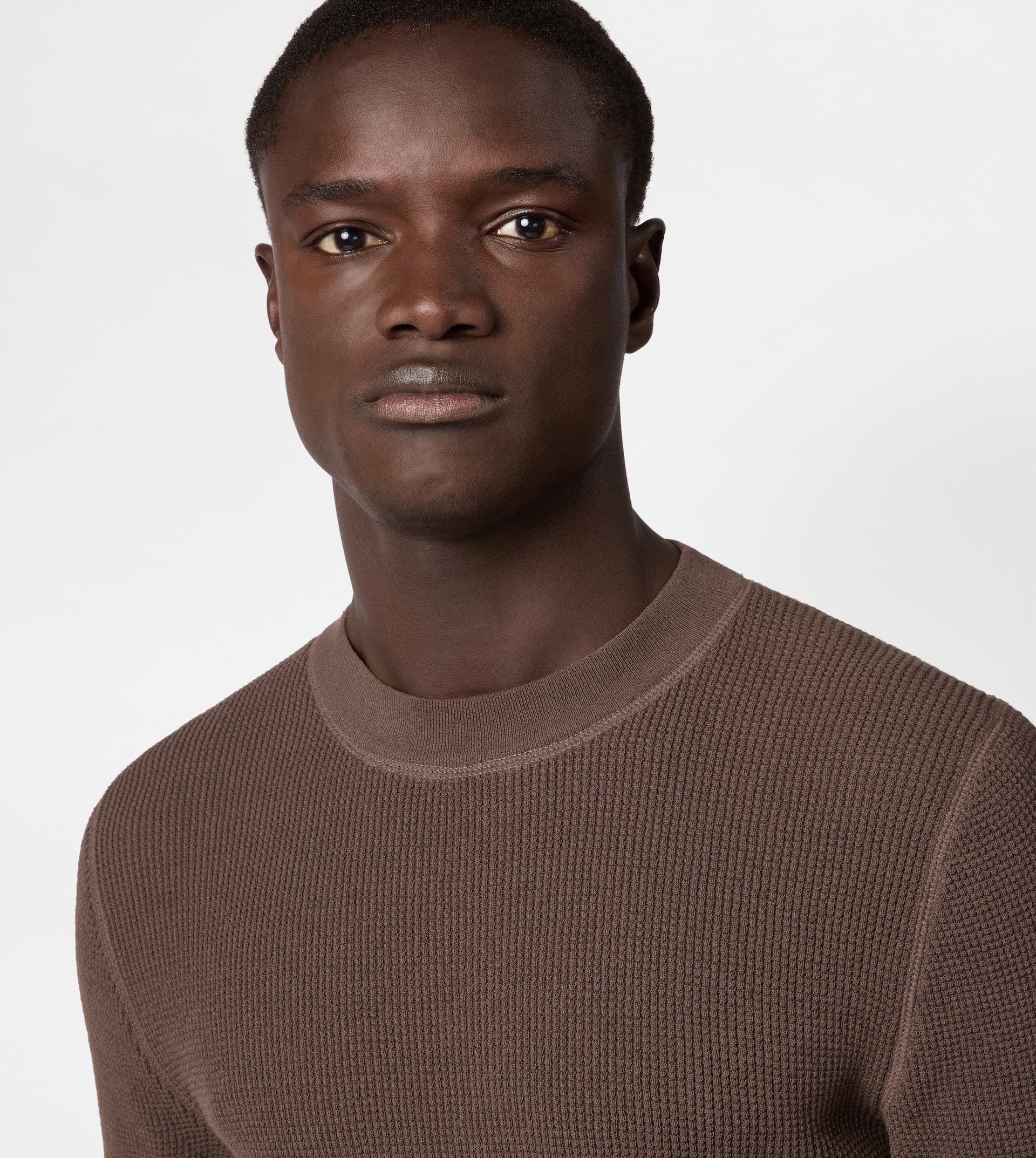 T-SHIRT IN COTTON KNIT - BROWN - 5