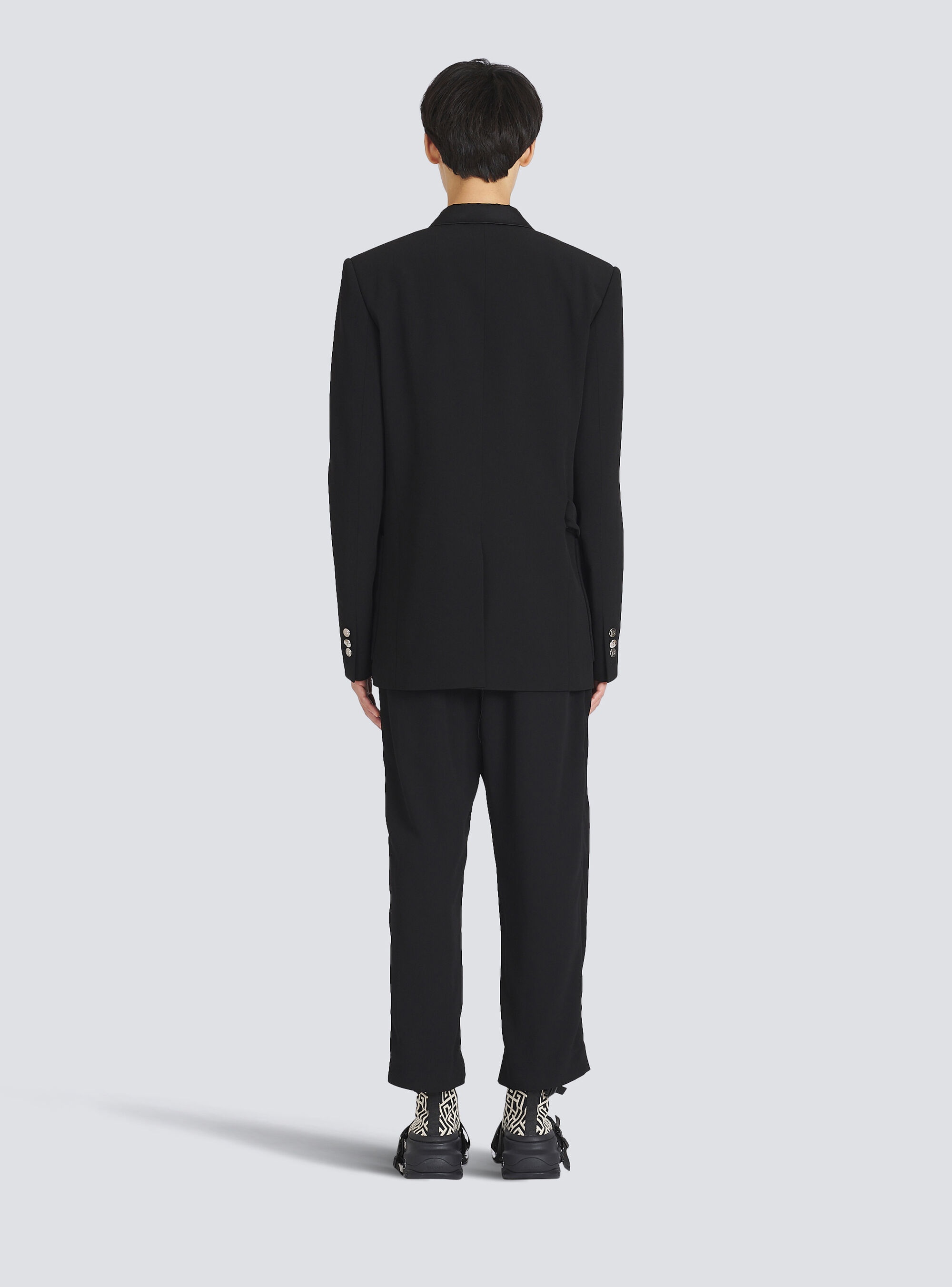 eco-designed crepe blazer withsatin collar - 4