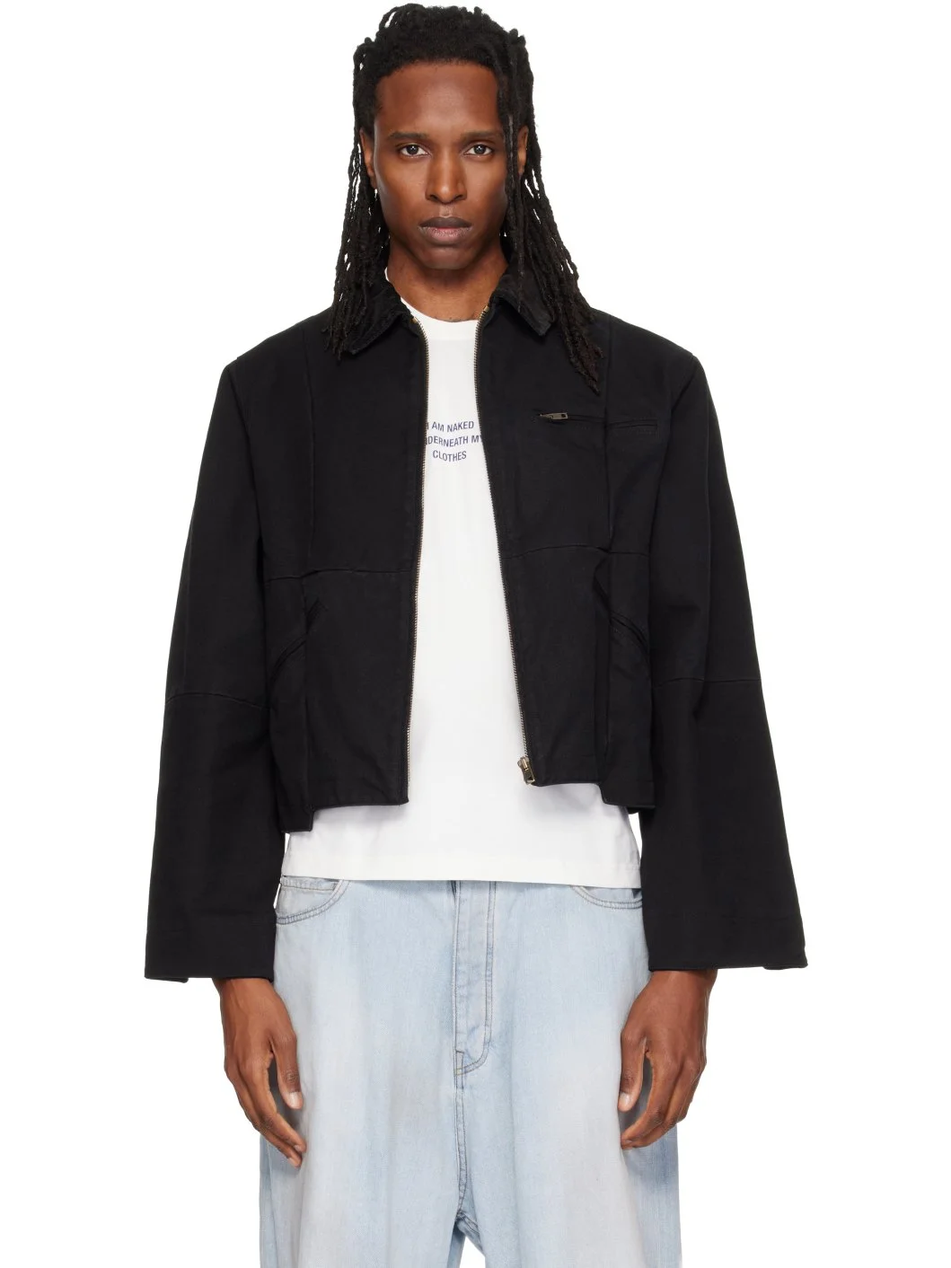 Black Cut-Up Workwear Jacket - 1