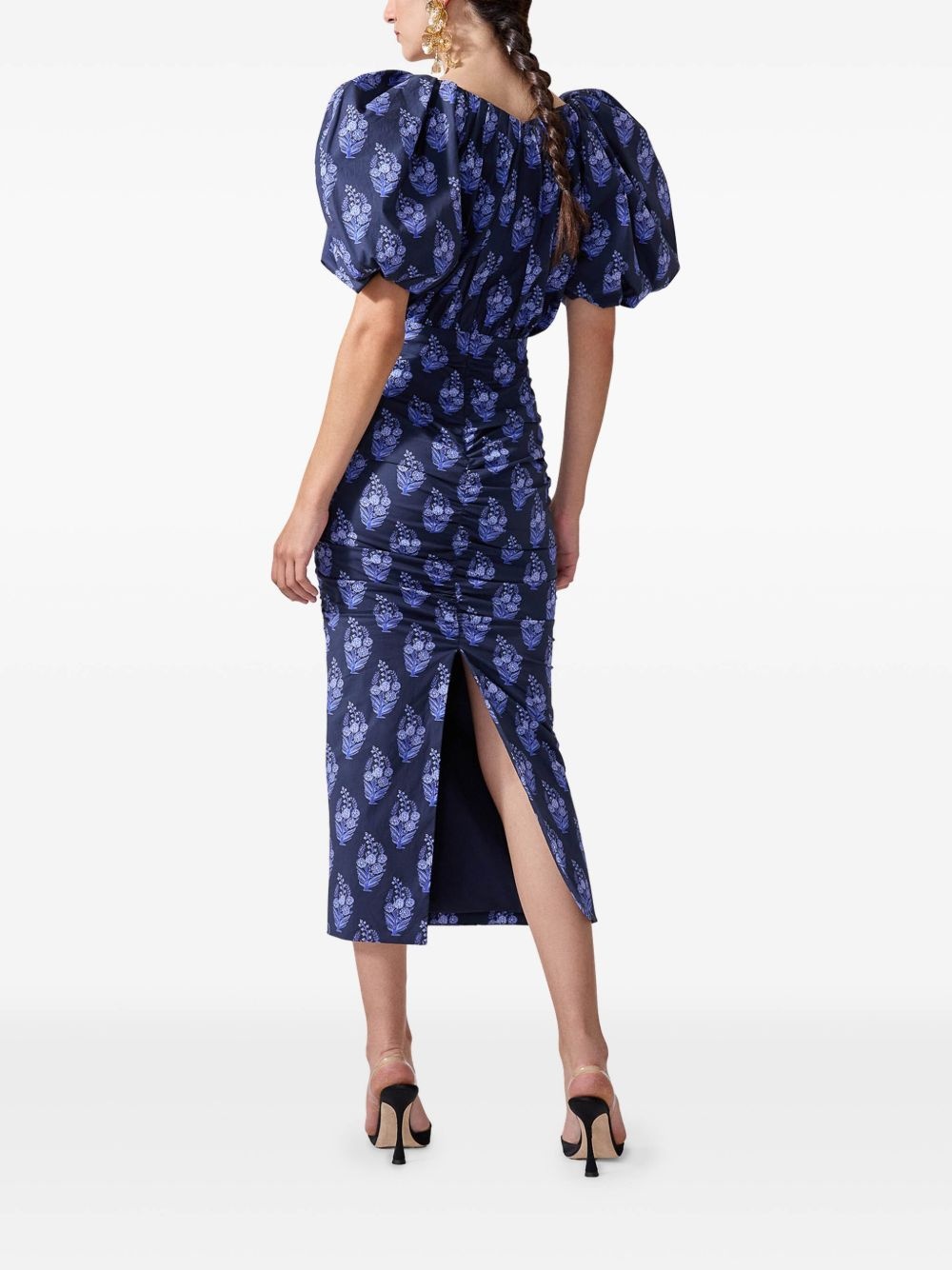 floral-print balloon-sleeve dress - 3