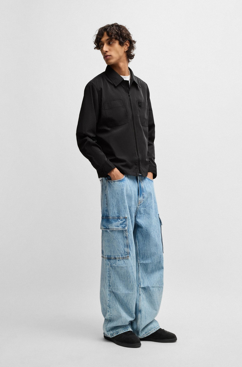 HUGO OVERSIZE-FIT ZIP-UP SHIRT WITH STACKED LOGO TRIM outlook