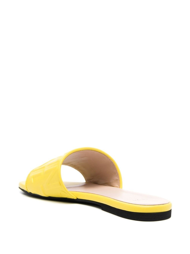 logo-embossed leather slides 3