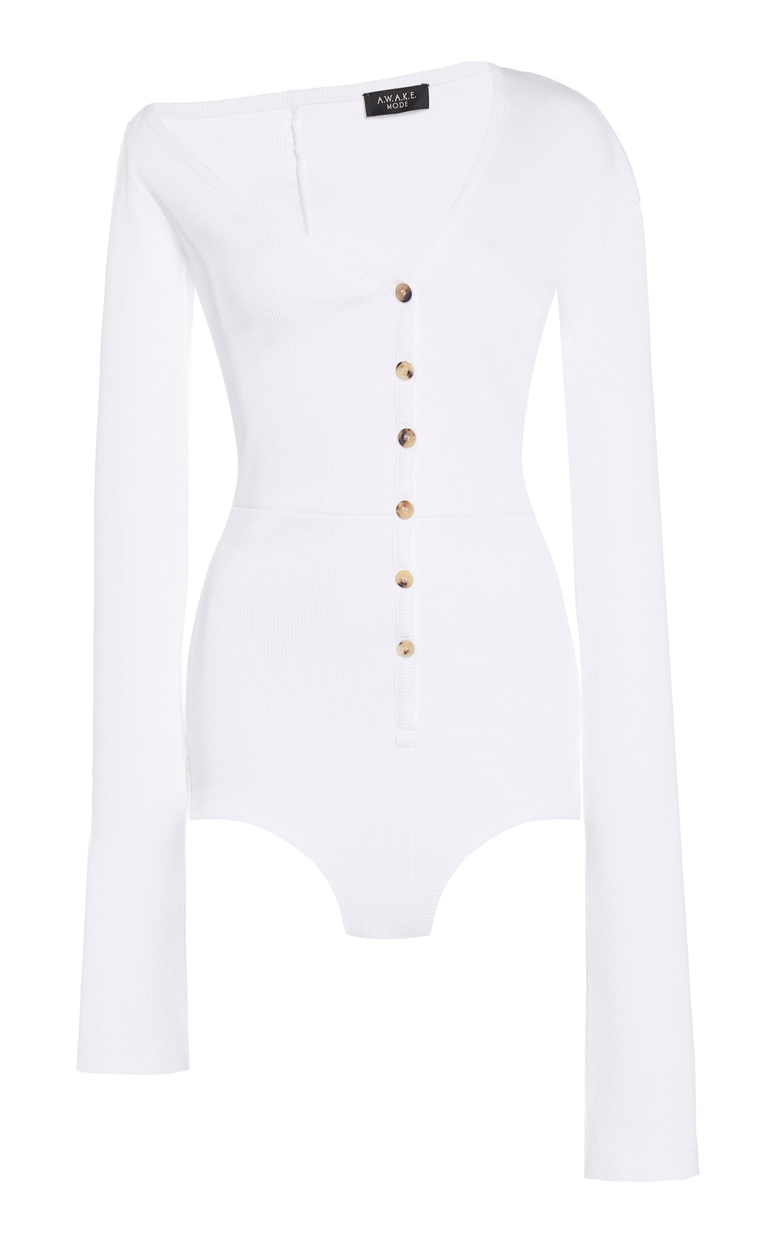 BODYSUIT WITH ASYMMETRIC COLLAR WHITE - 8