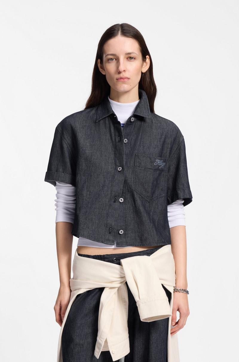 RELAXED-FIT CROPPED BLOUSE IN LIGHTWEIGHT DENIM 2