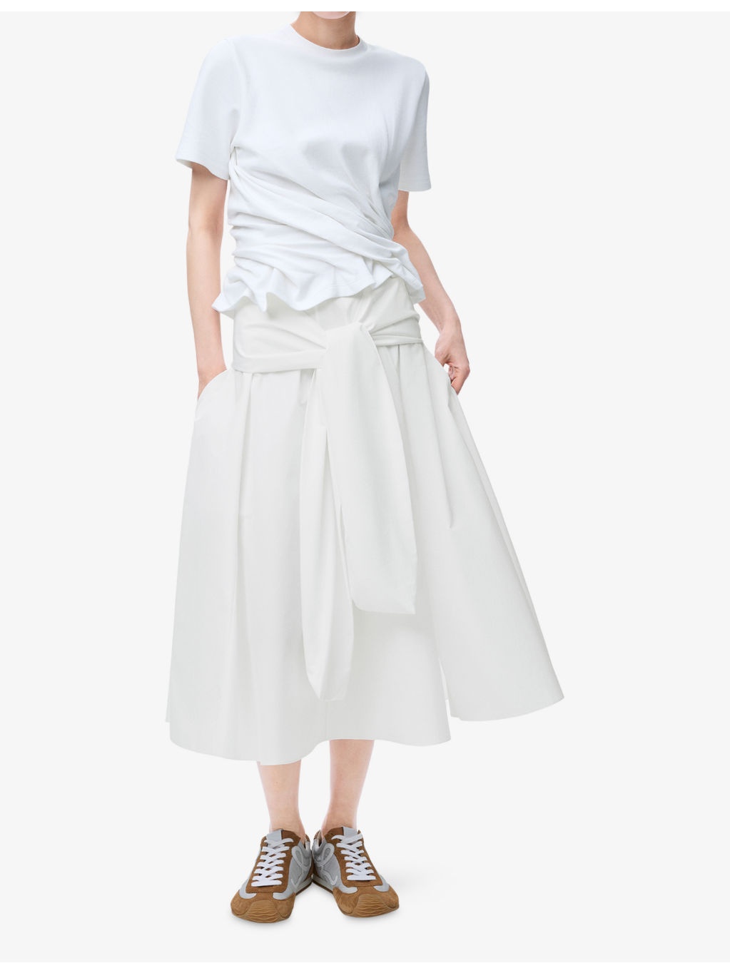 Wrap-Panel Flared Cotton Midi Skirt - 2