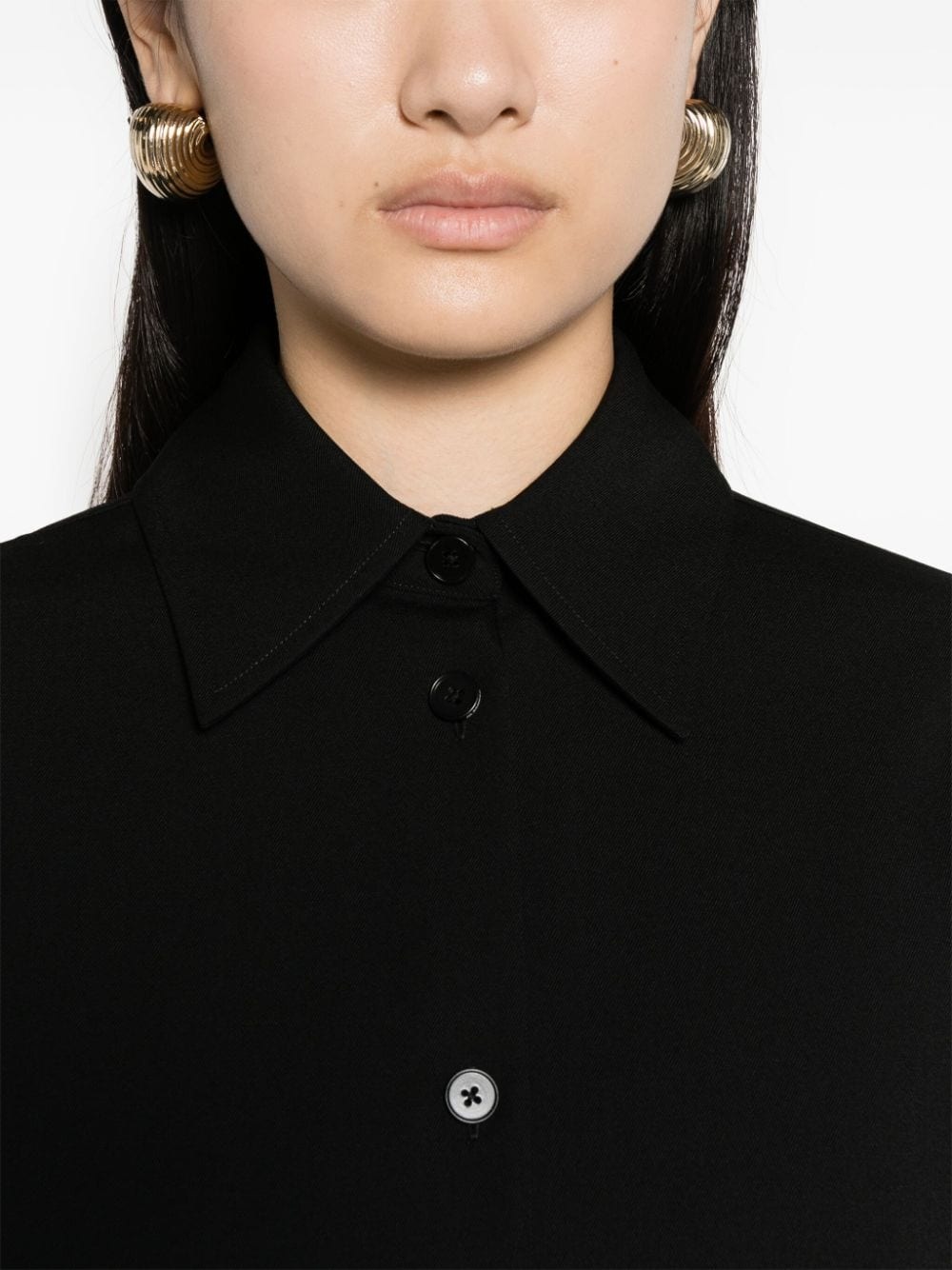 pointed-collar gabardine shirt - 5