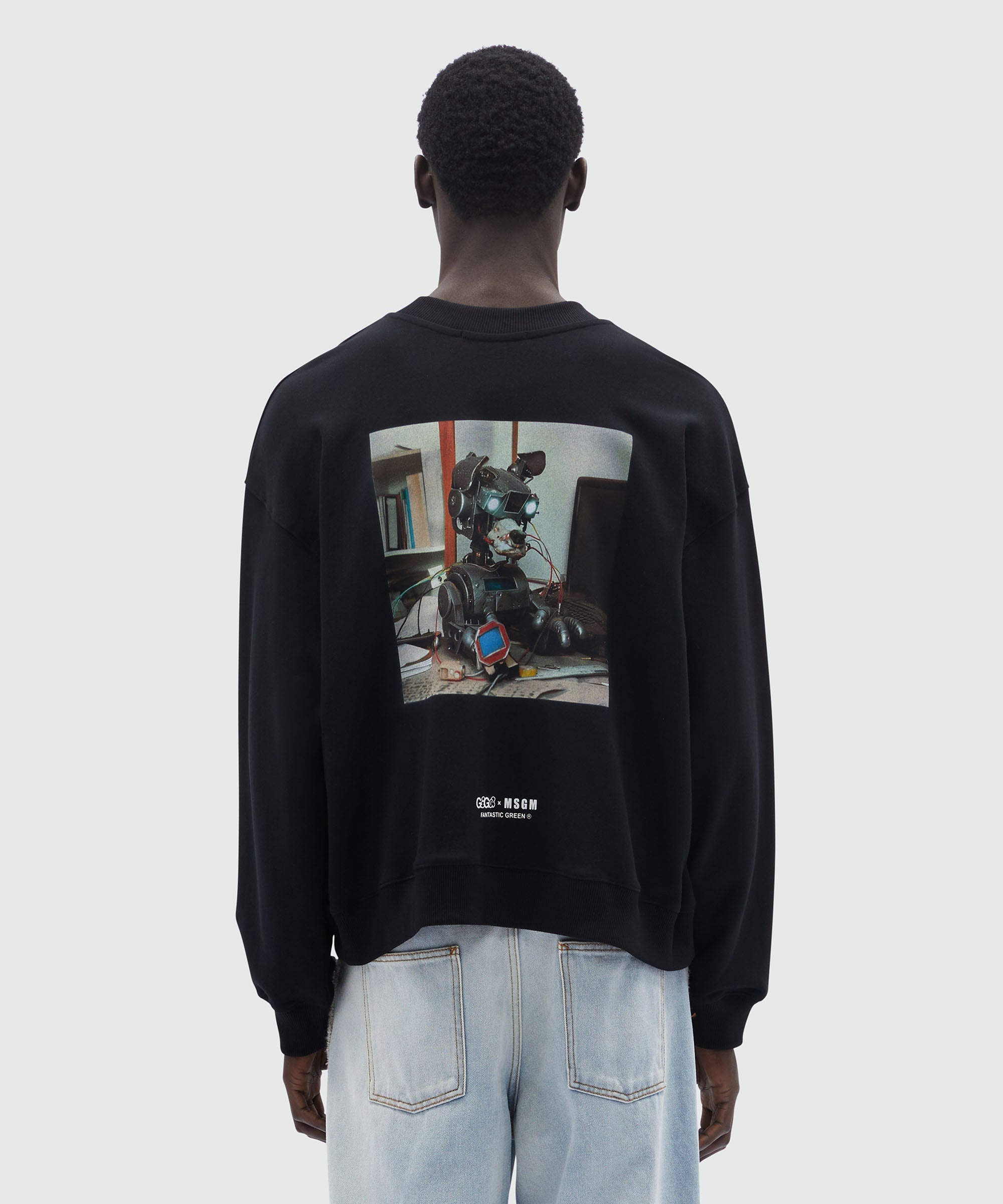 Black organic cotton sweatshirt with "WOW!" quotes - 3