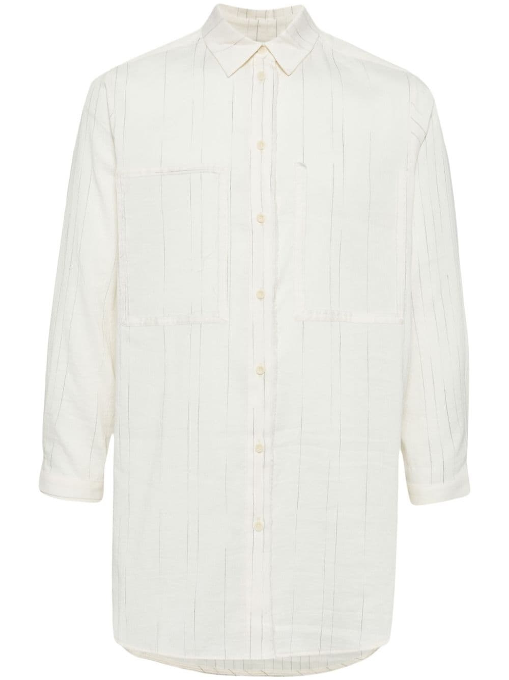 stripe-print cotton-linen shirt - 1