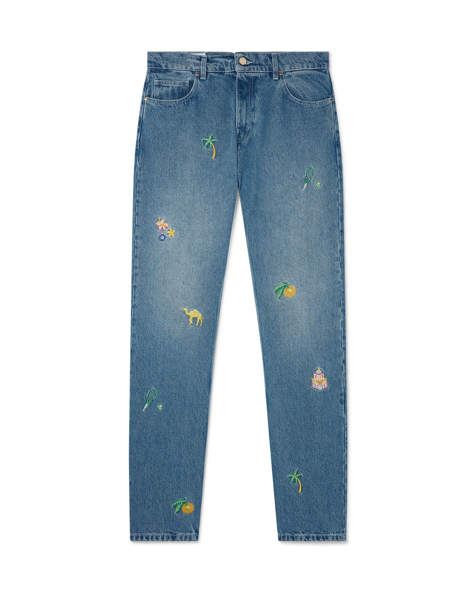 Motif Straight Leg Jeans - 1
