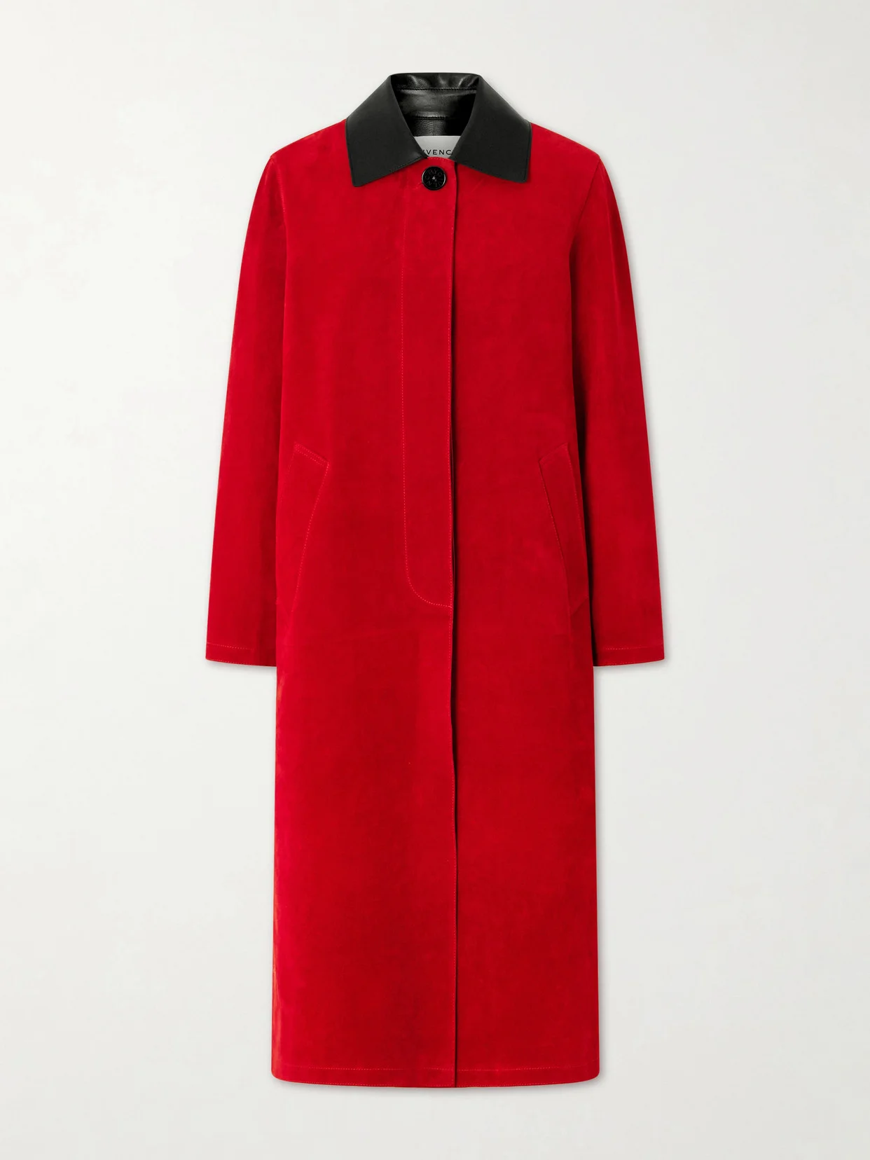 Leather-trimmed Suede Coat - 1