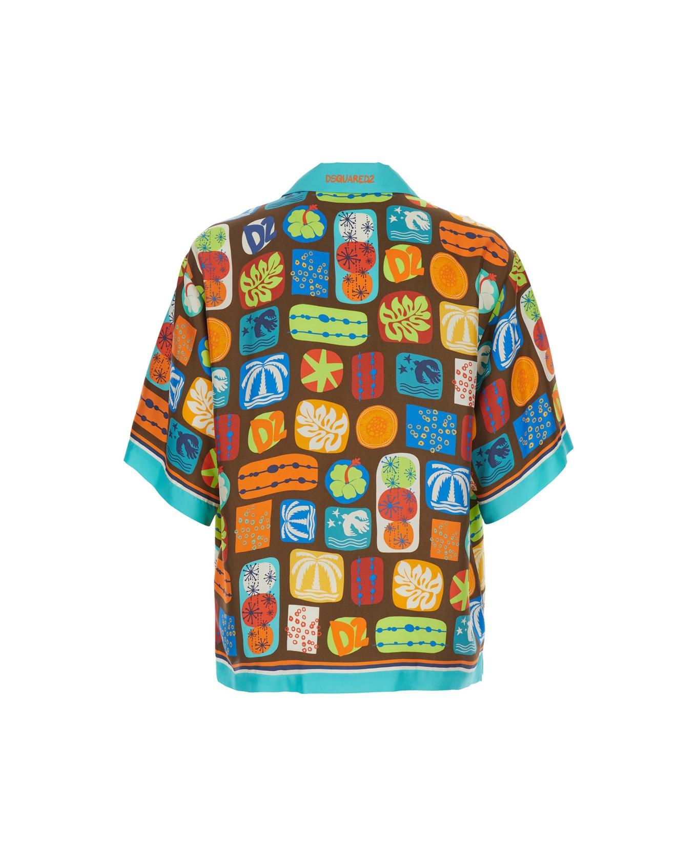 Multicolor Shirt With Cuban Collar And All-over Printed Motif In Silk Man - 2