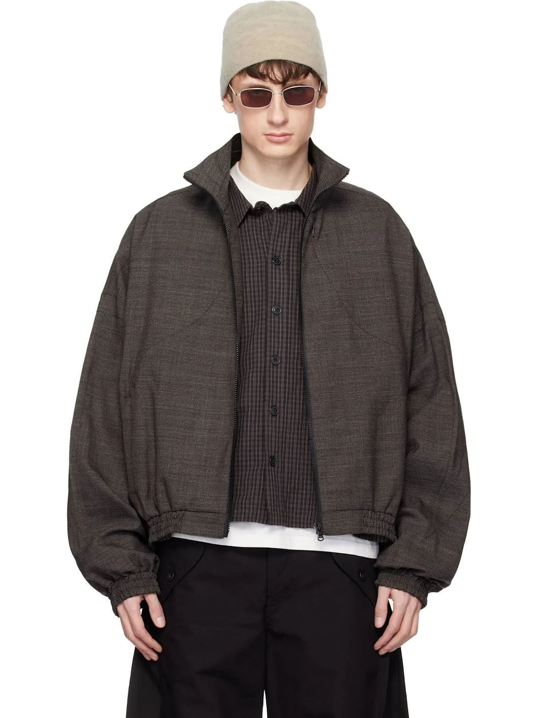 Brown Vented OS Track Jacket - 1
