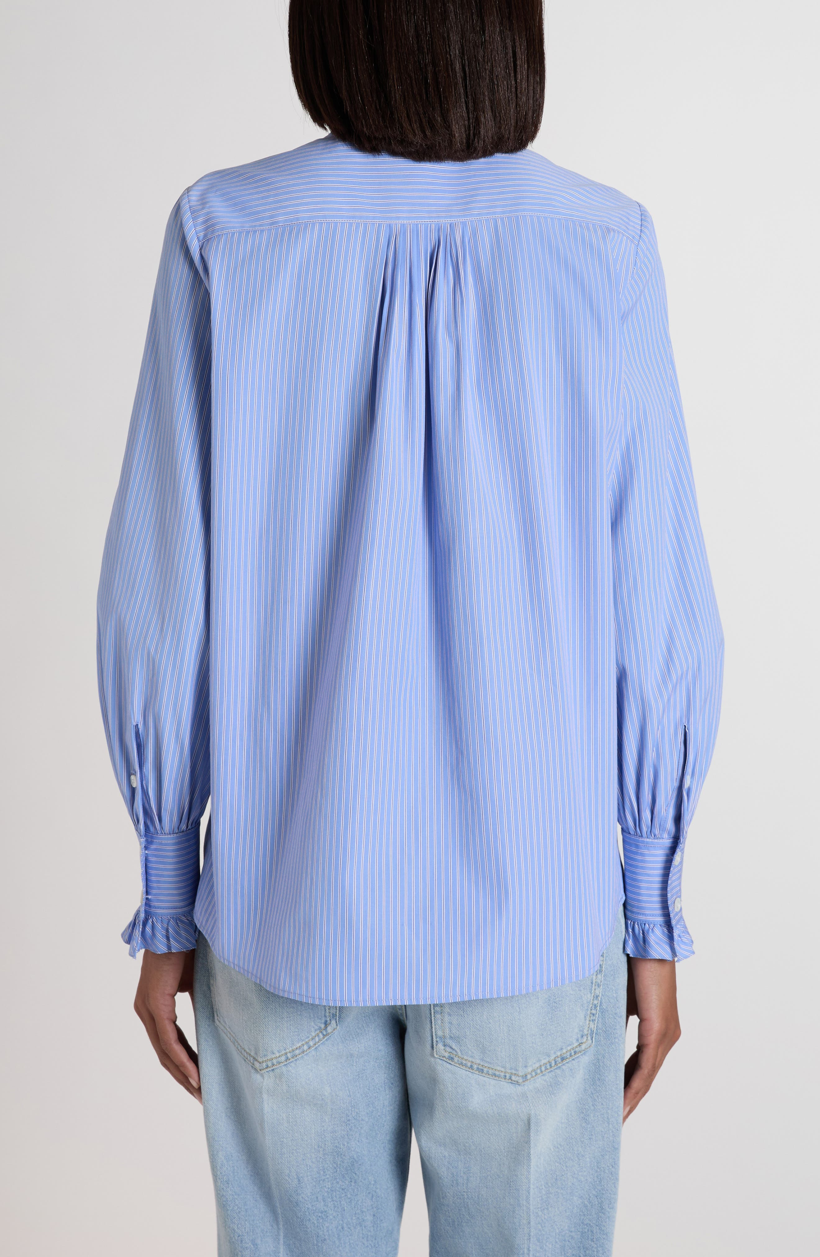 Valentino Garavani Classic Stripe Cotton Poplin Shirt in Lilac/White at Nordstrom - 3