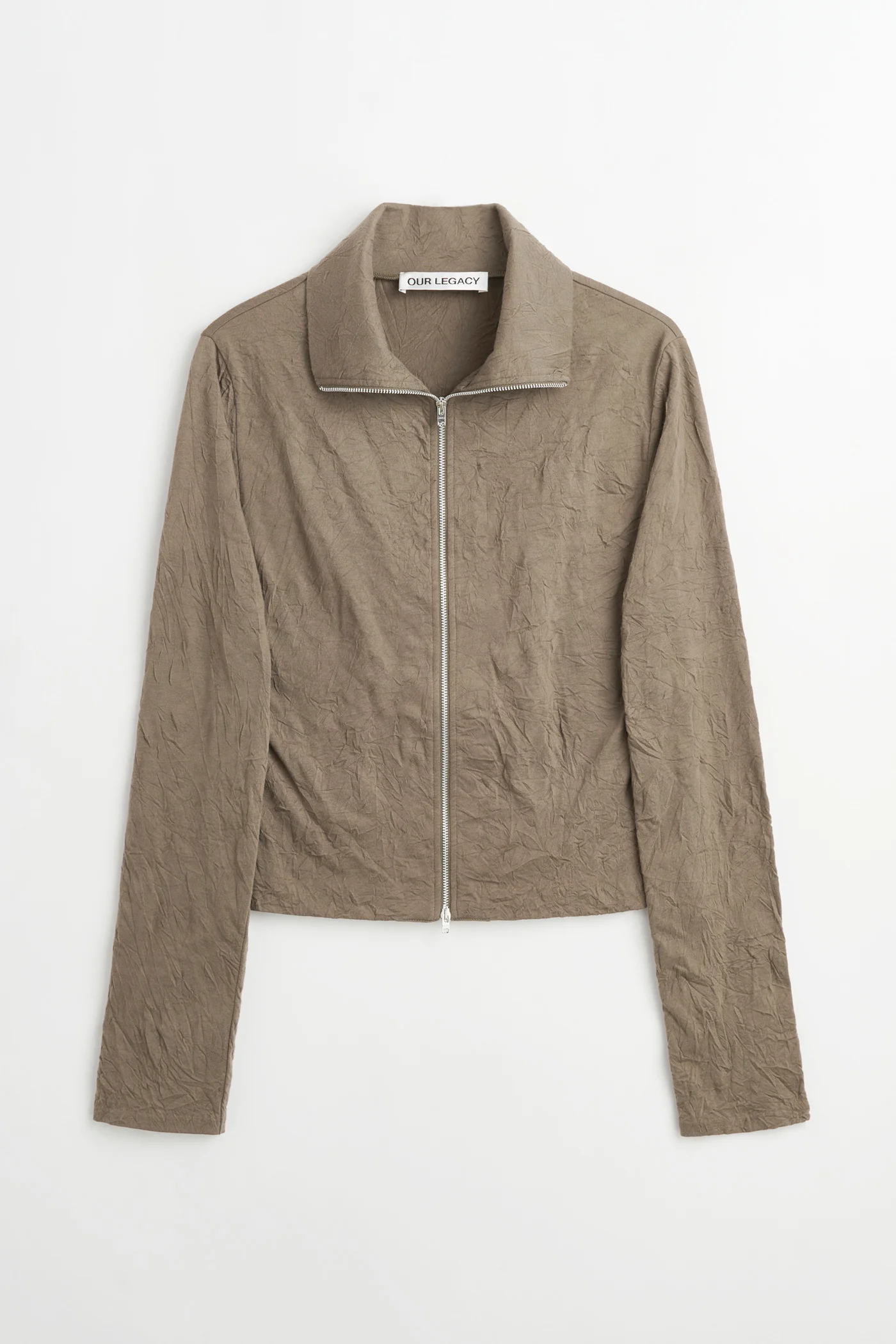 Slim Zip Longsleeve Olive Crinkle Jersey - 1