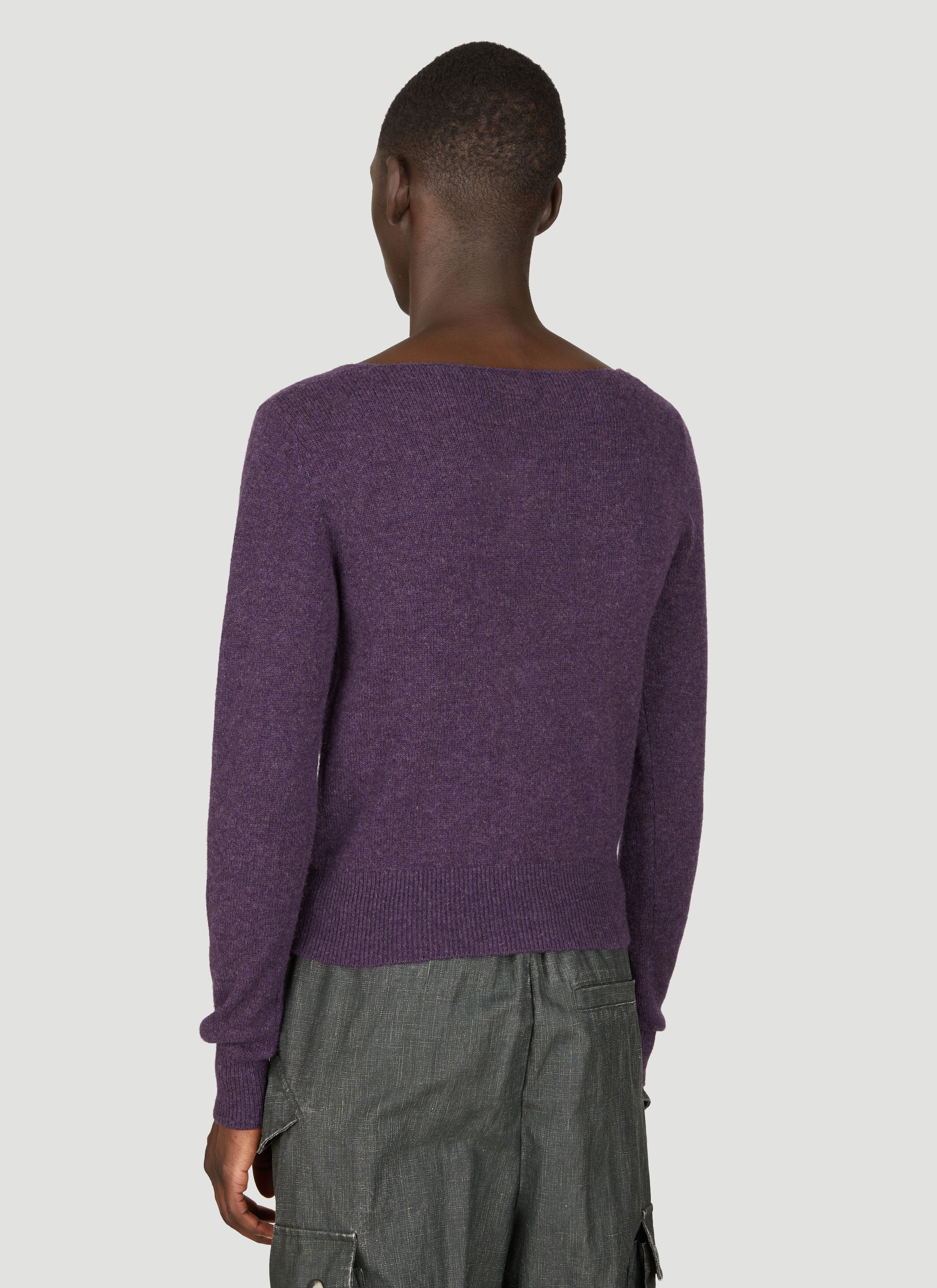 Wool V Neck Sweater - 4