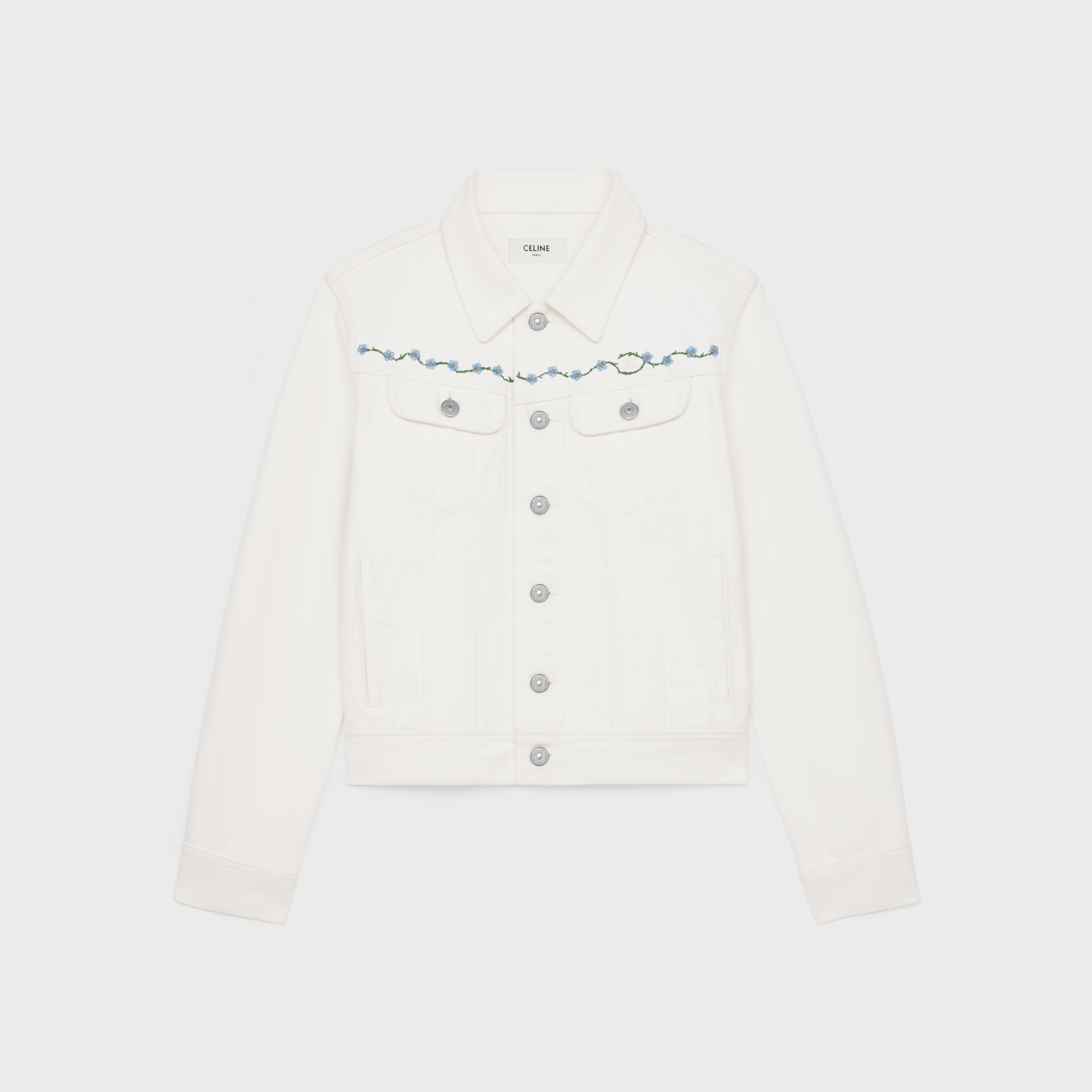 ジャケット Celine Embroidered trucker jacket TRUCKER JACKET IN DARK UNION WASH DENIM - DARK UNION WASH