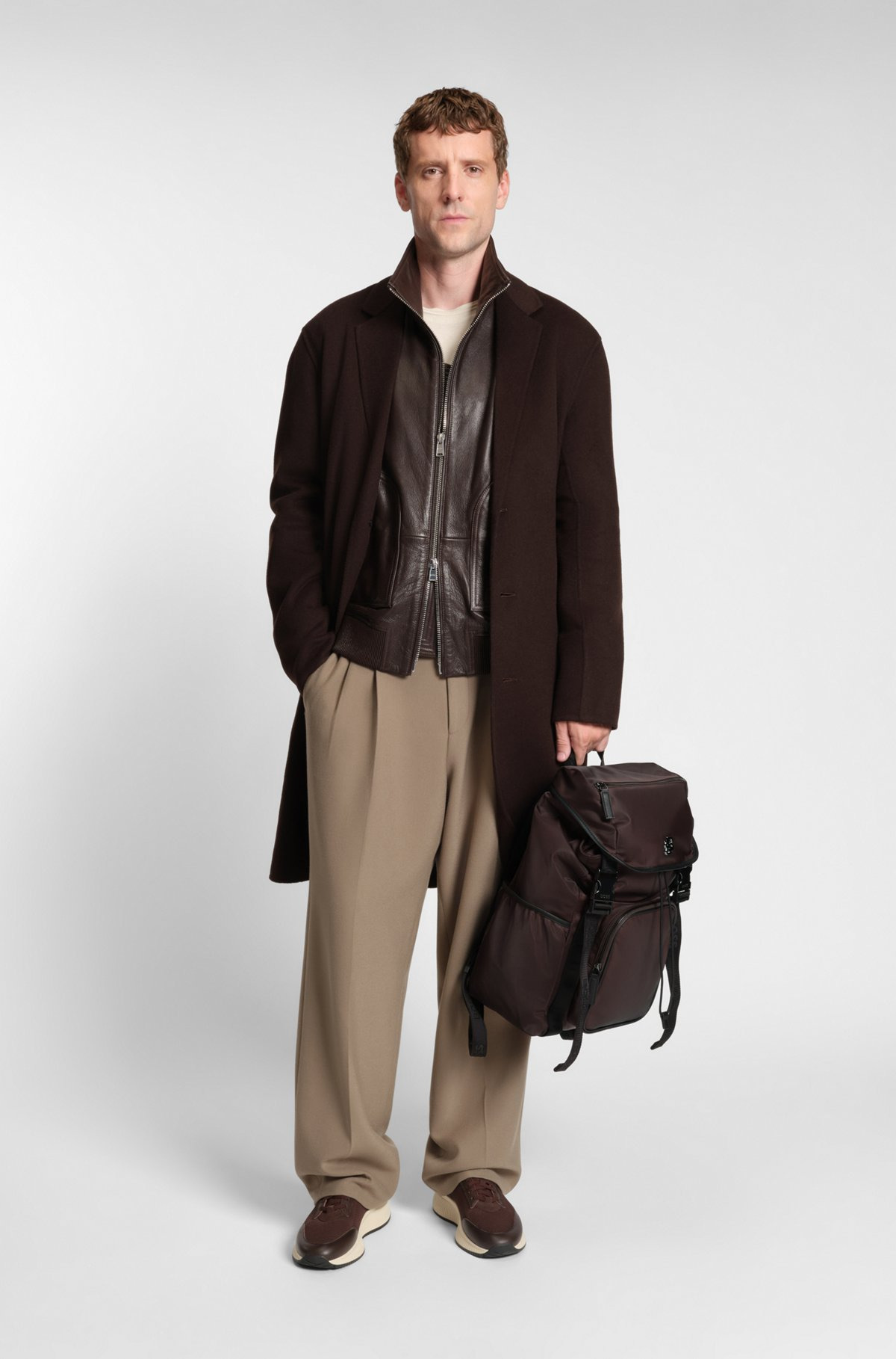 TWILL BACKPACK WITH DOUBLE B MONOGRAM - 3