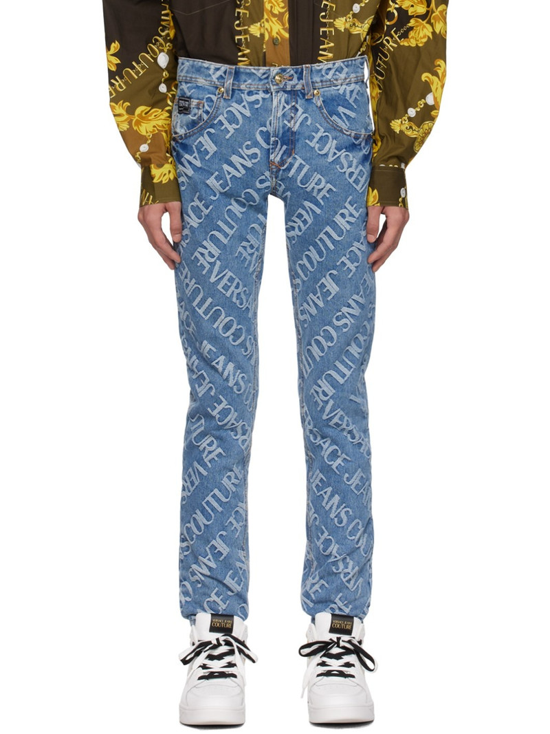 Blue Piece Number Jeans 1