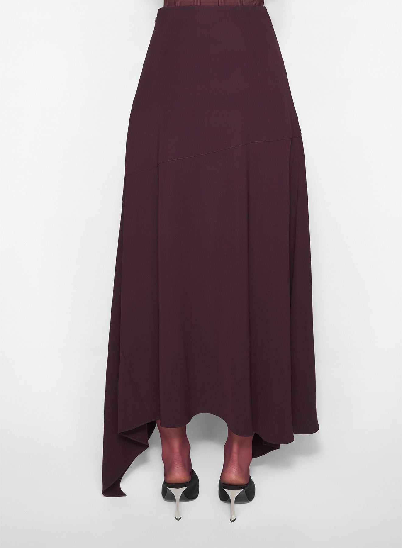 burgundy asymmetric cascading skirt - 4