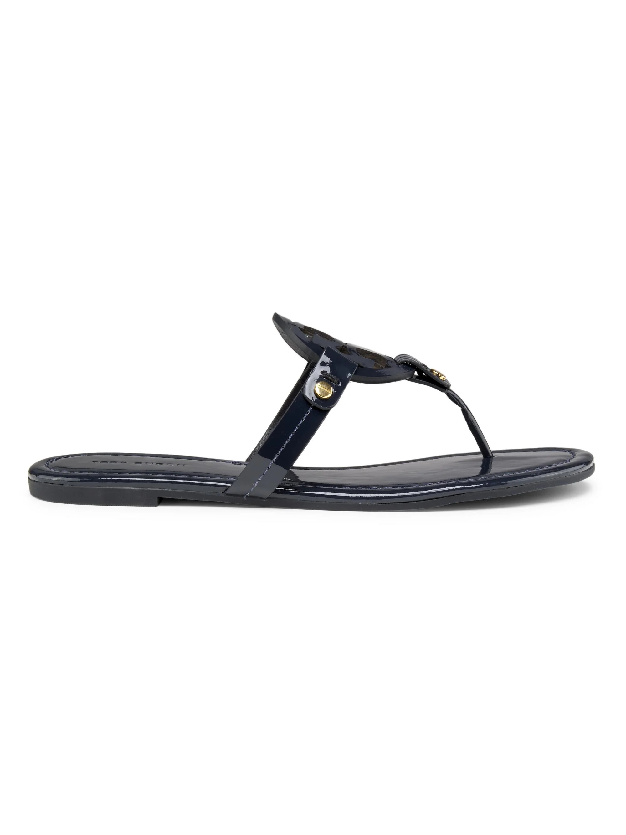 Women's Miller Patent Leather Thong Sandals - Navy - 1