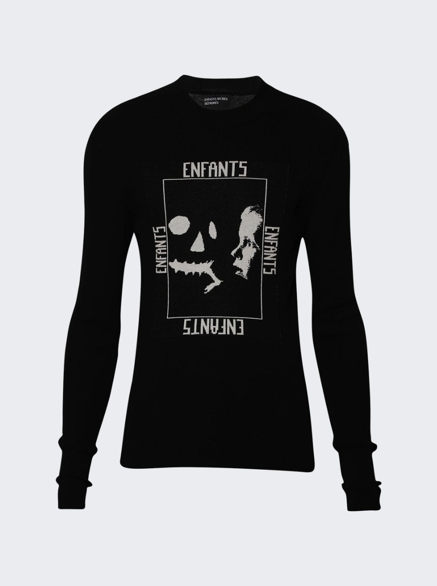 Halloween Knit Thermal Long-sleeve T-shirt Navy And White - 1