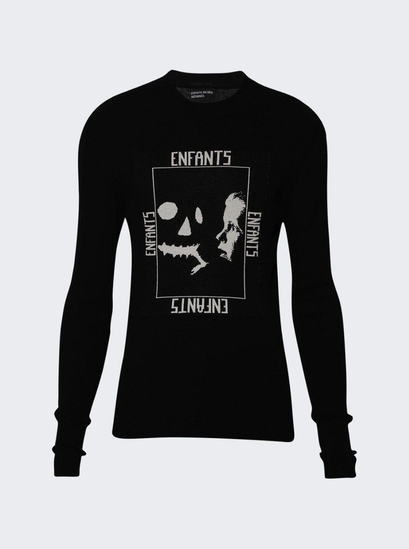 Halloween Knit Thermal Long-sleeve T-shirt Navy And White 1