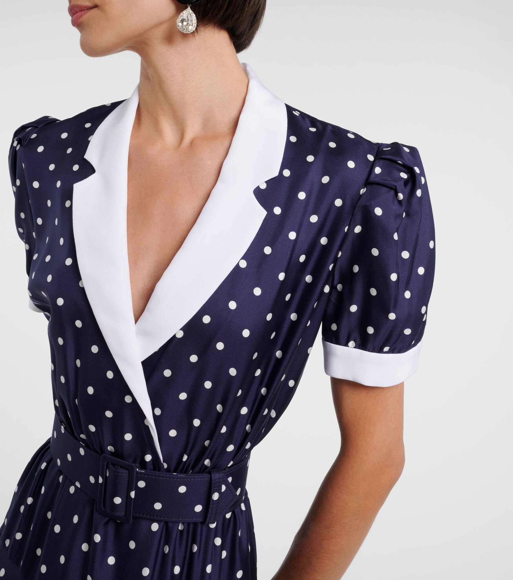 Polka-dot silk twill midi dress - 4